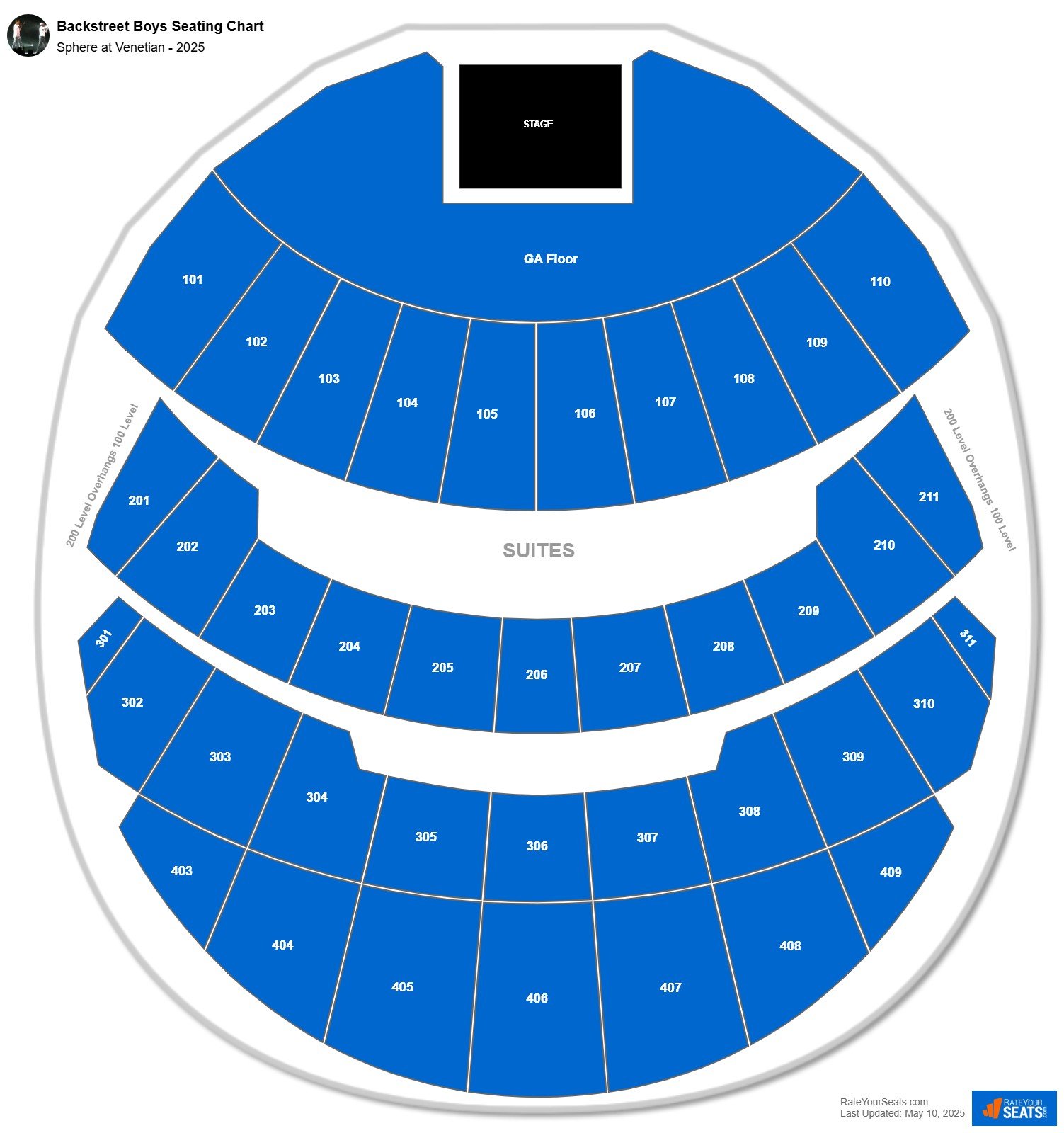 Backstreet Boys seating chart The Sphere