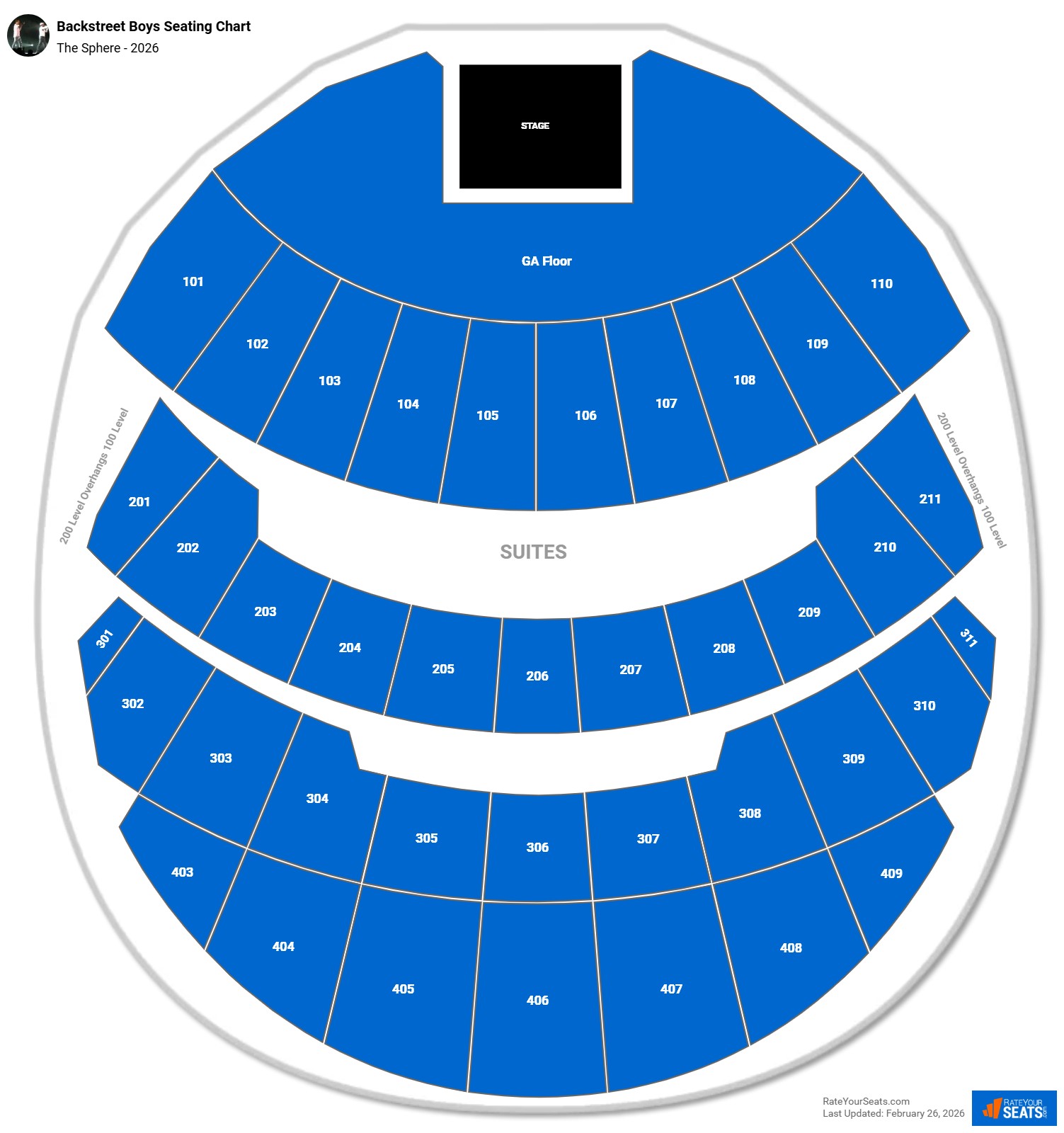 Backstreet Boys seating chart The Sphere