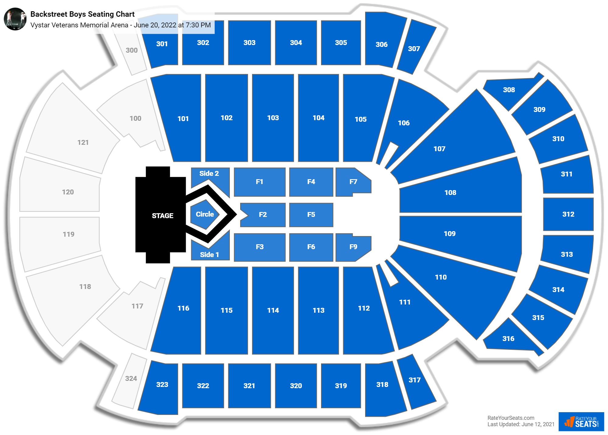 Backstreet Boys seating chart Vystar Veterans Memorial Arena