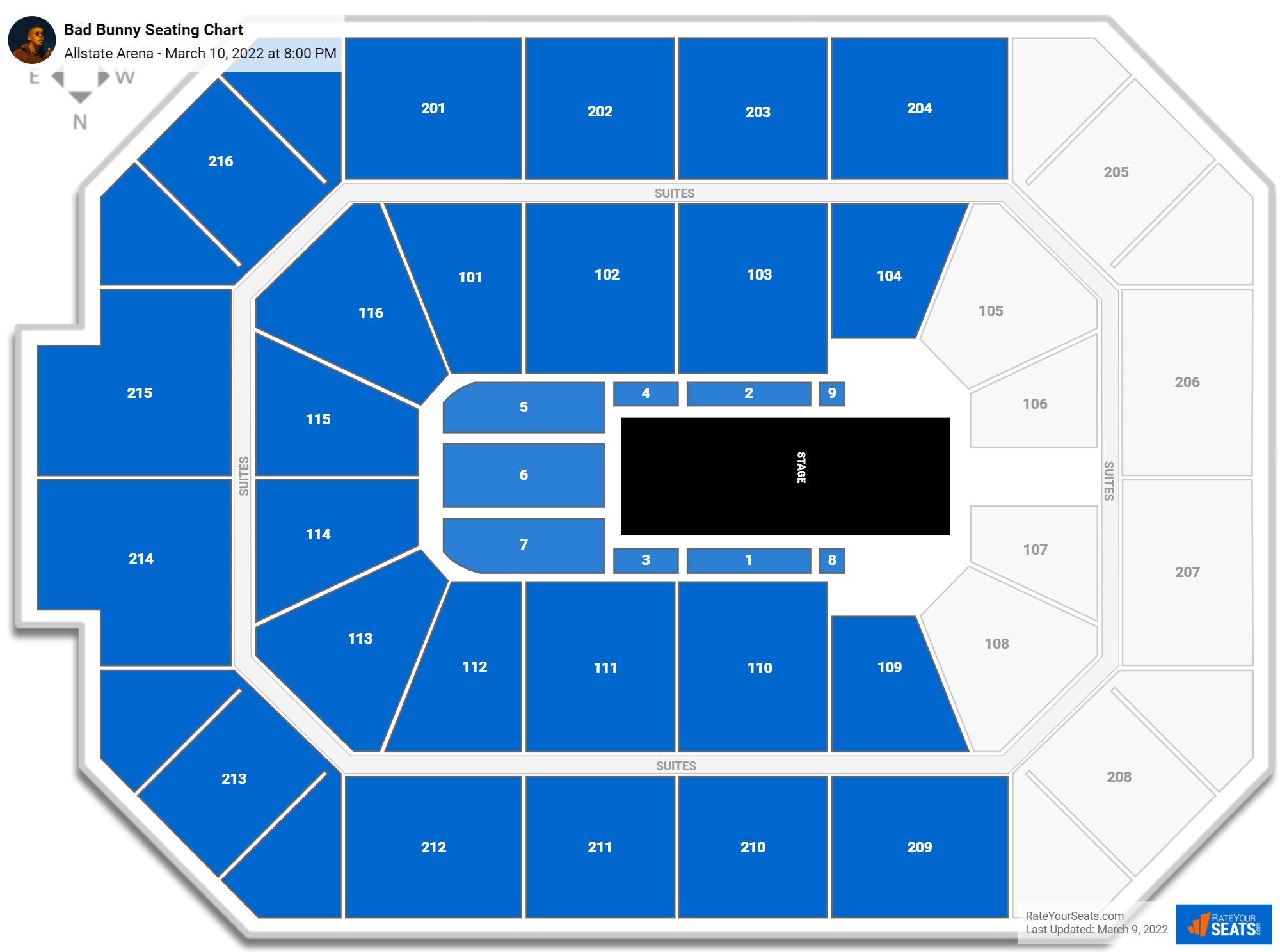 Bad Bunny seating chart Allstate Arena