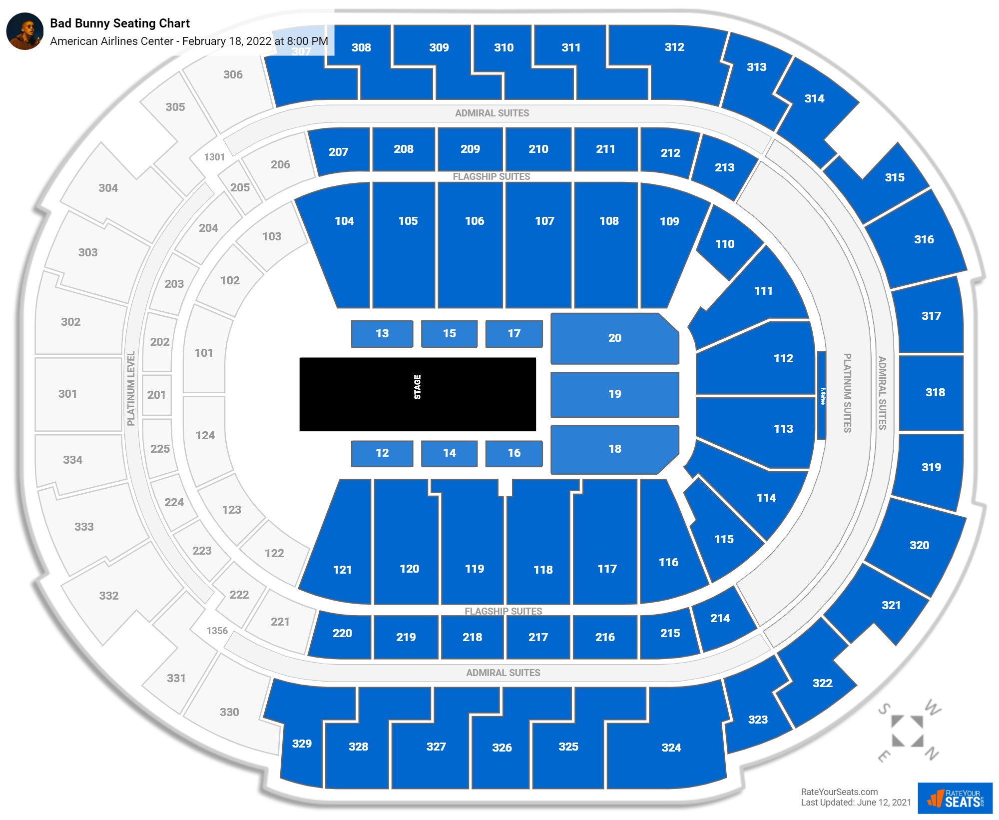 Bad Bunny seating chart American Airlines Center