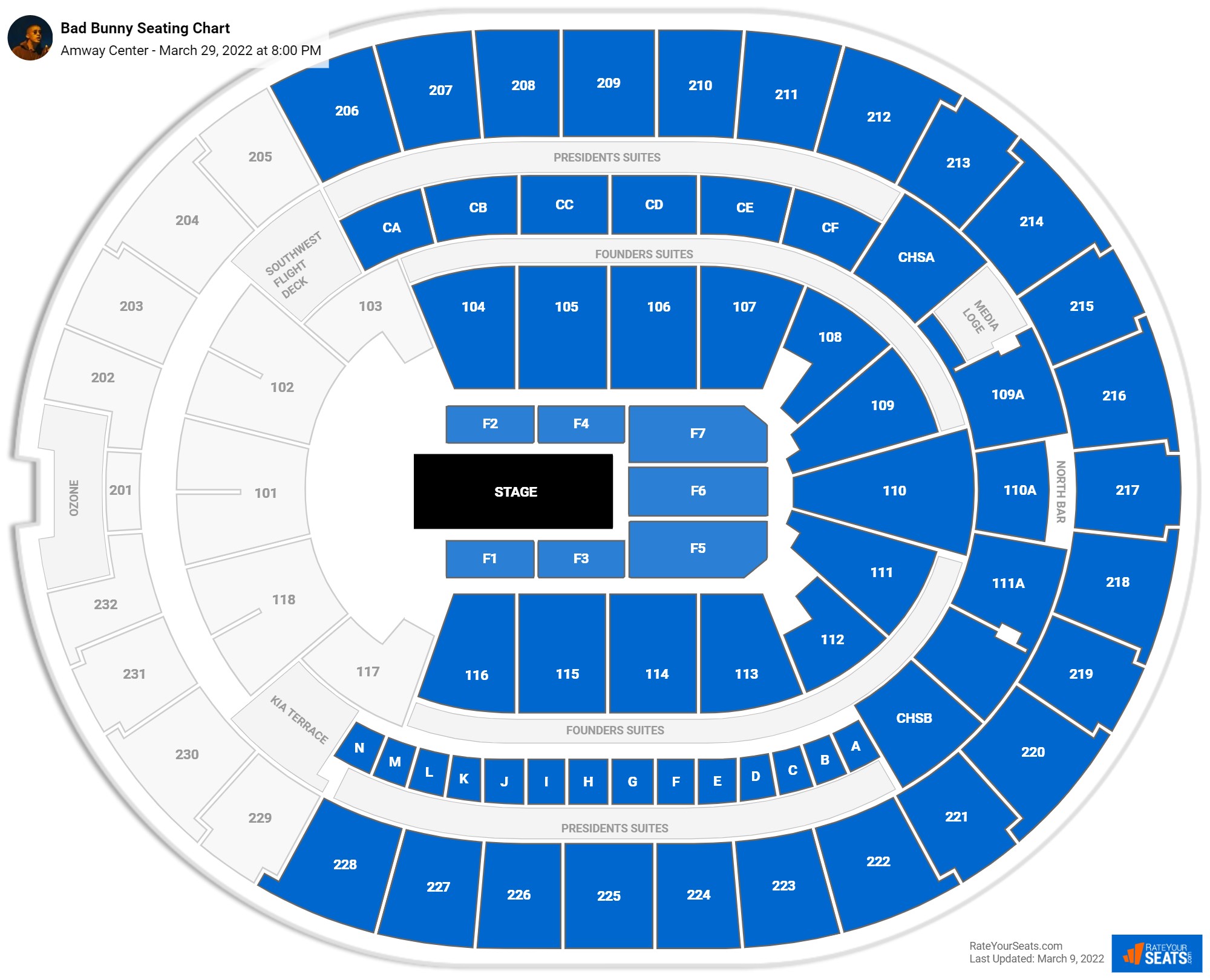 Bad Bunny seating chart Amway Center
