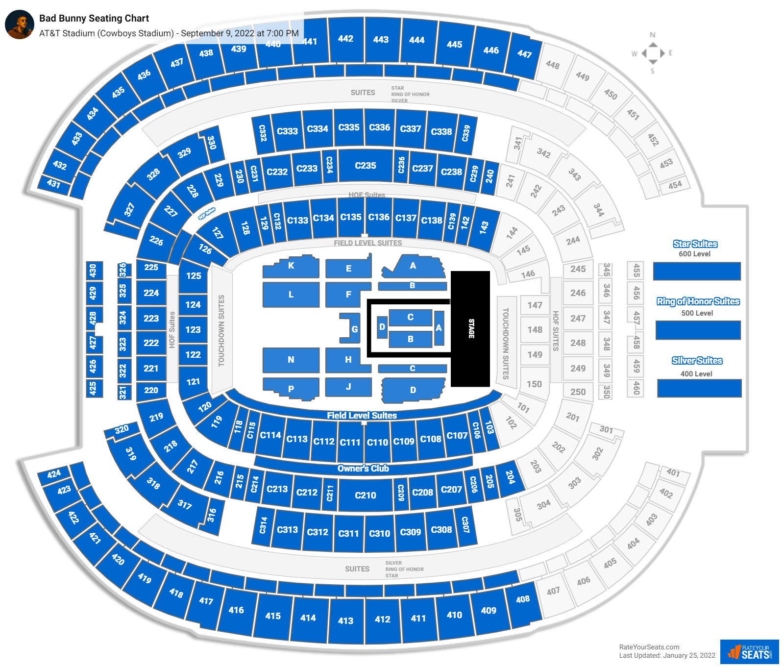 AT&T Stadium Concert Seating Chart