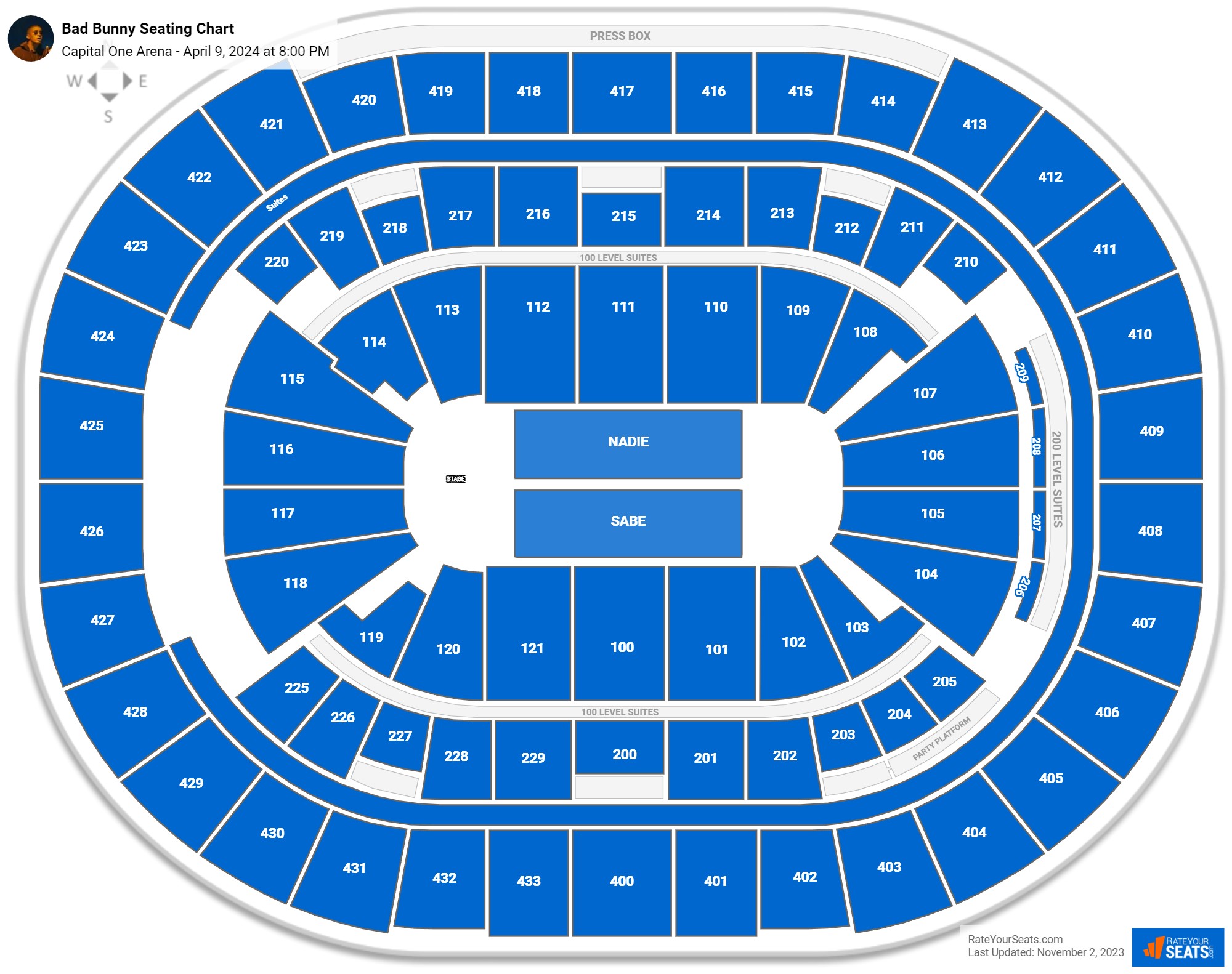 Bad Bunny seating chart Capital One Arena