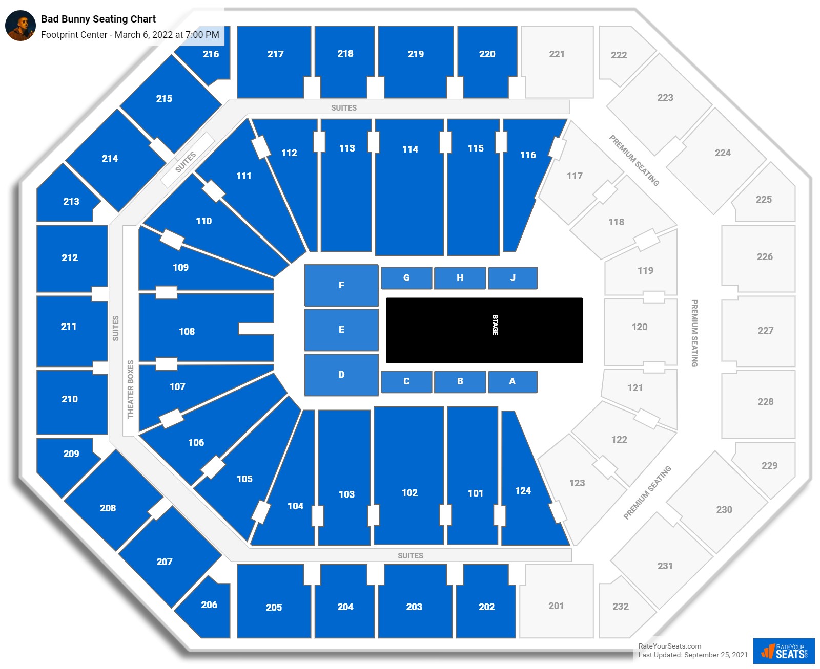 Bad Bunny seating chart Footprint Center