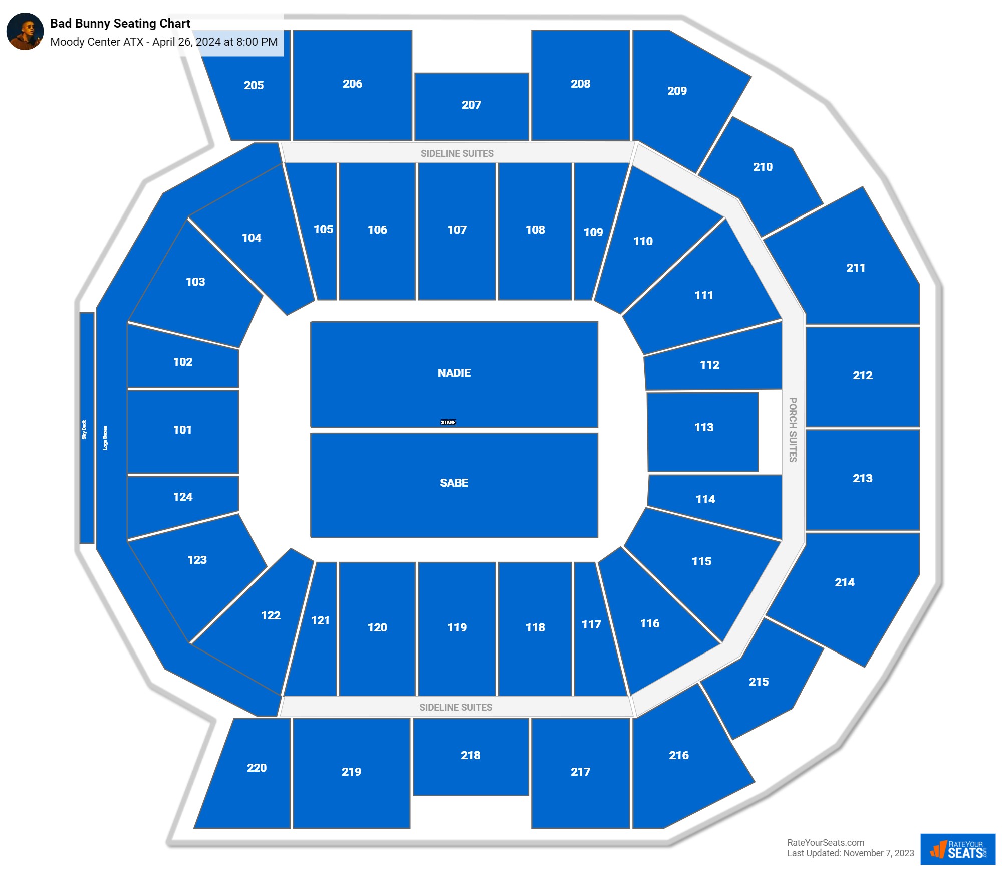 Bad Bunny seating chart Moody Center ATX