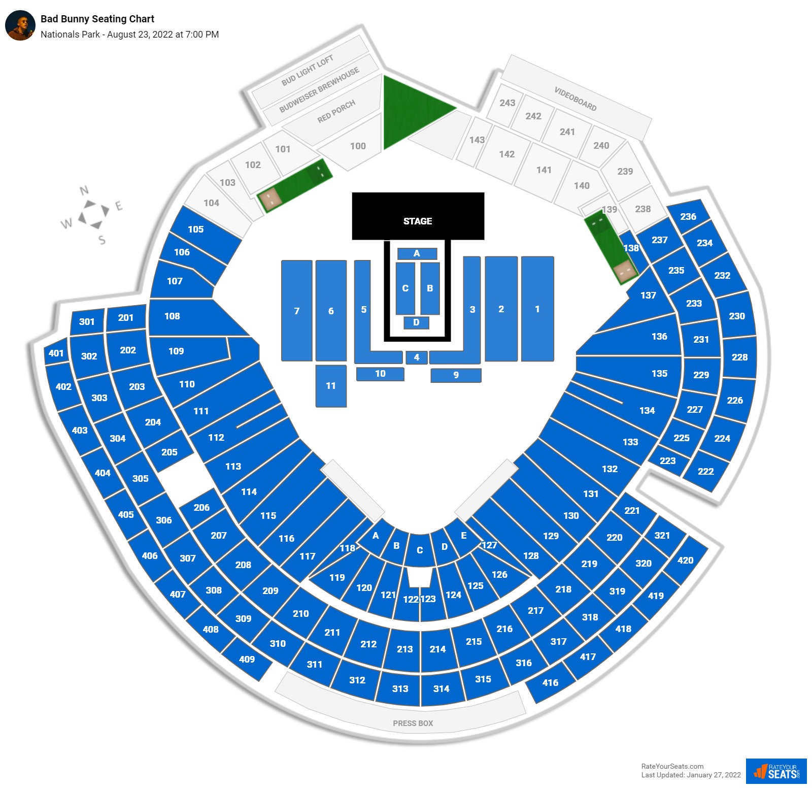 Bad Bunny seating chart Nationals Park
