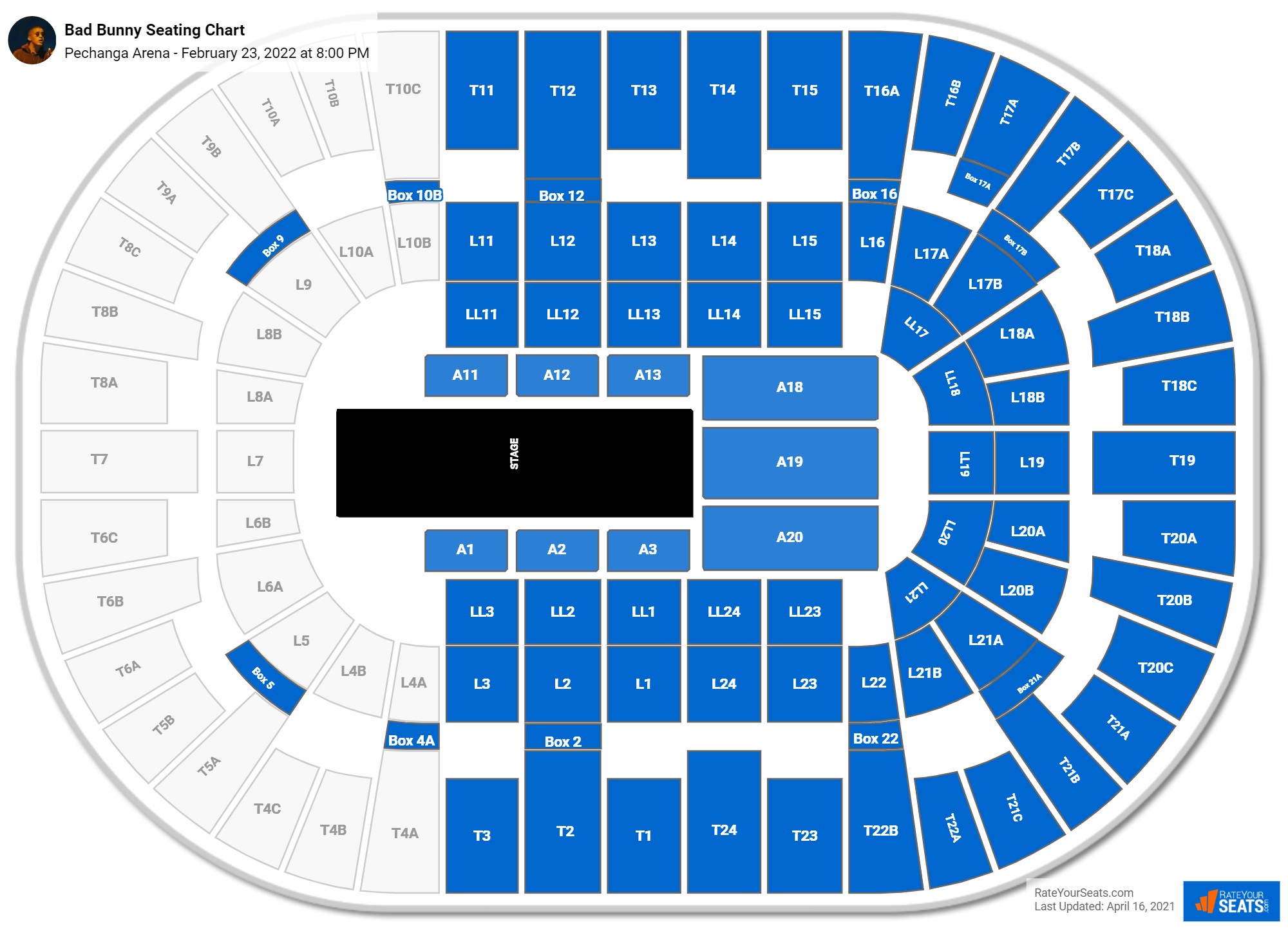 Bad Bunny seating chart Pechanga Arena