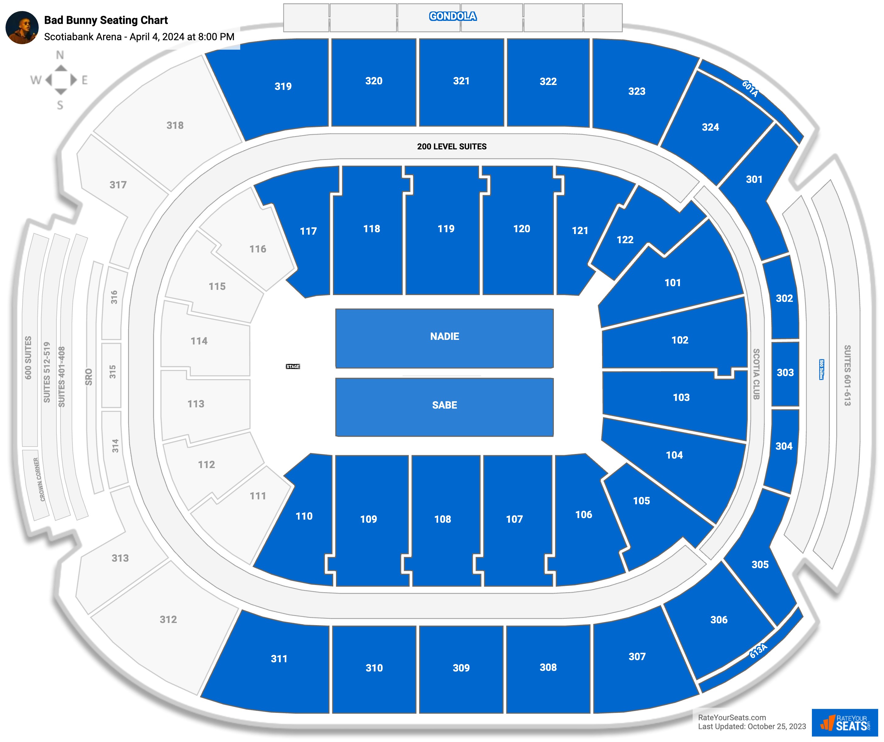 Bad Bunny seating chart Scotiabank Arena