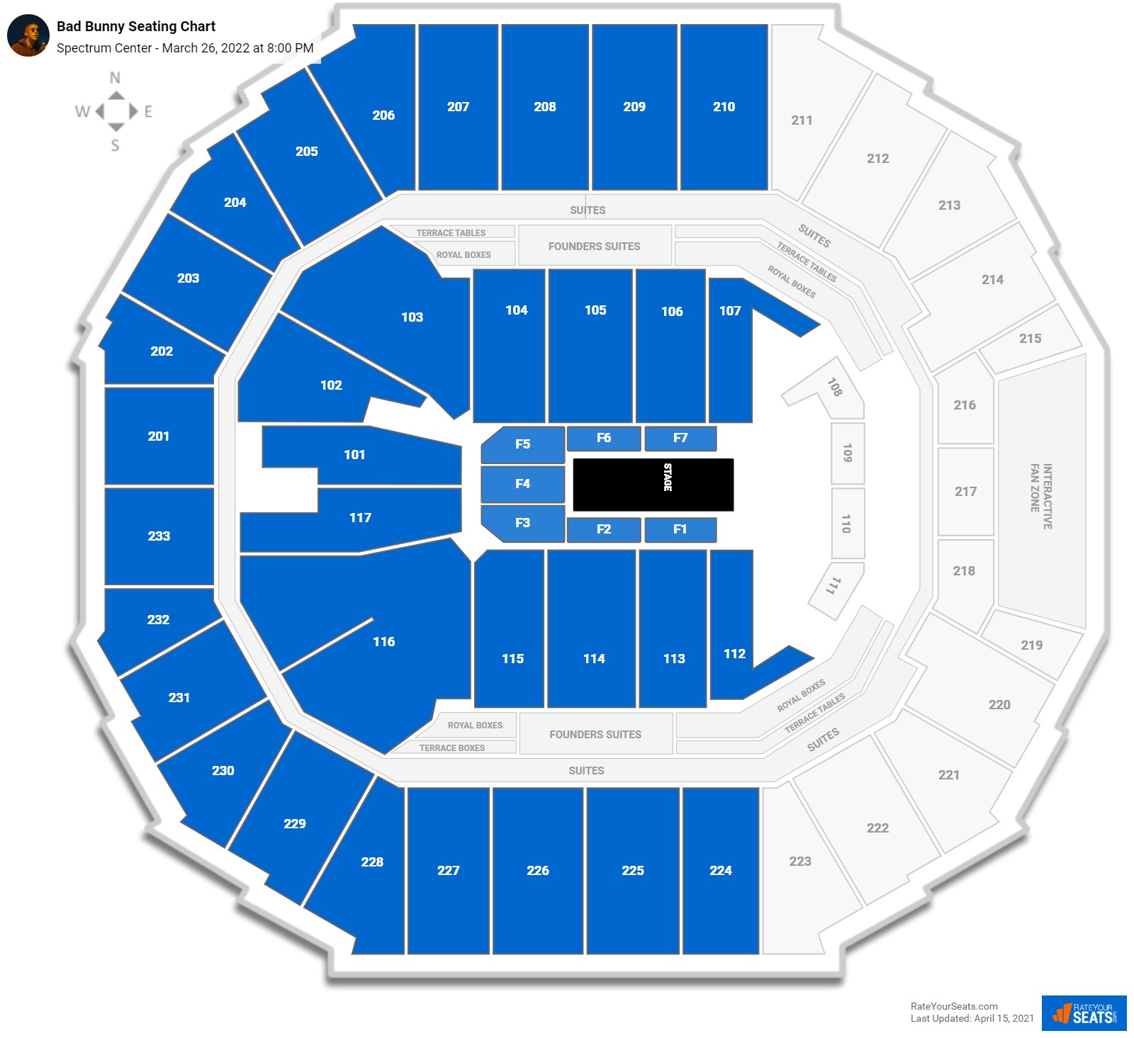 Bad Bunny seating chart Spectrum Center