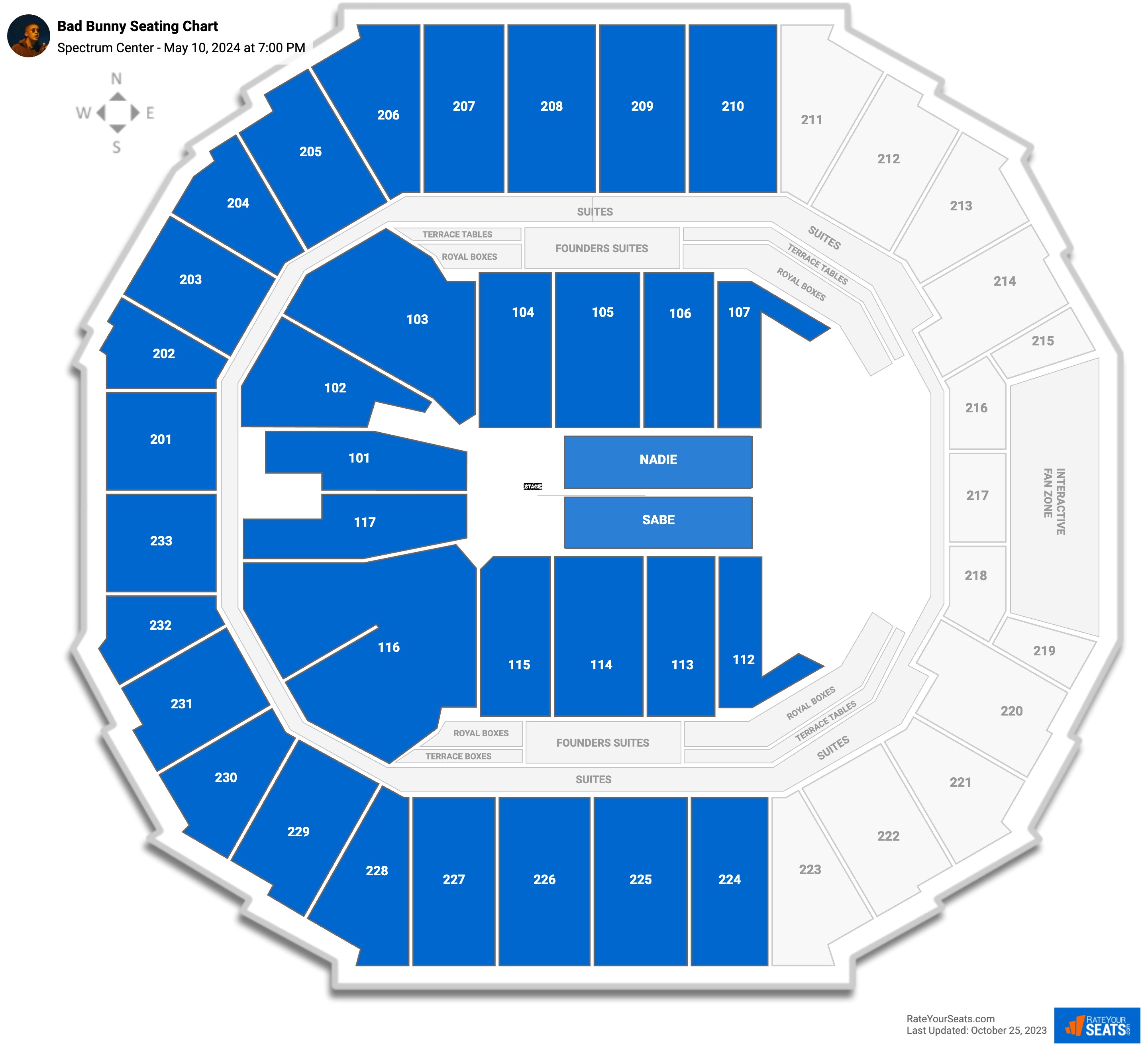 Bad Bunny seating chart Spectrum Center