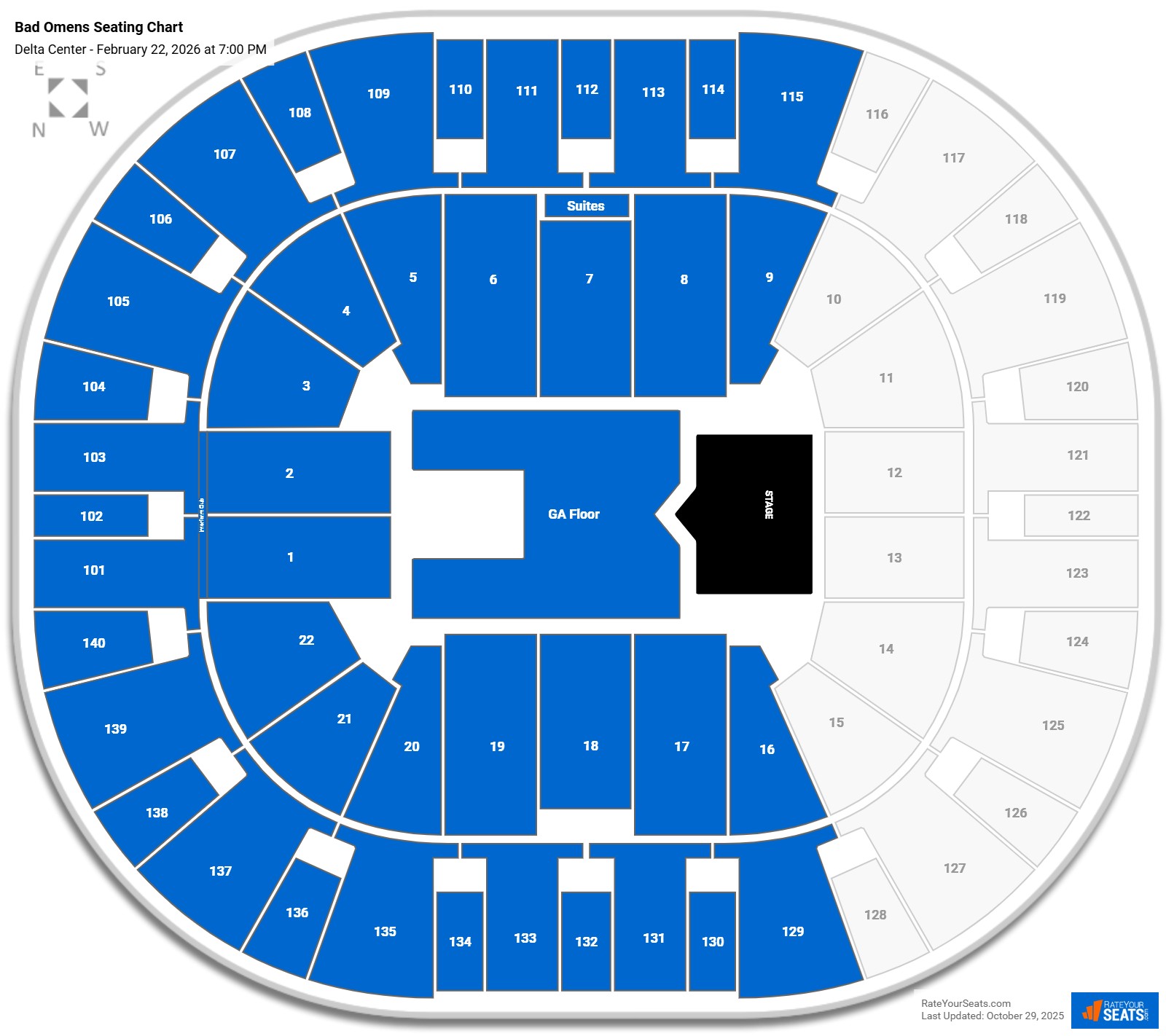 Bad Omens seating chart Delta Center