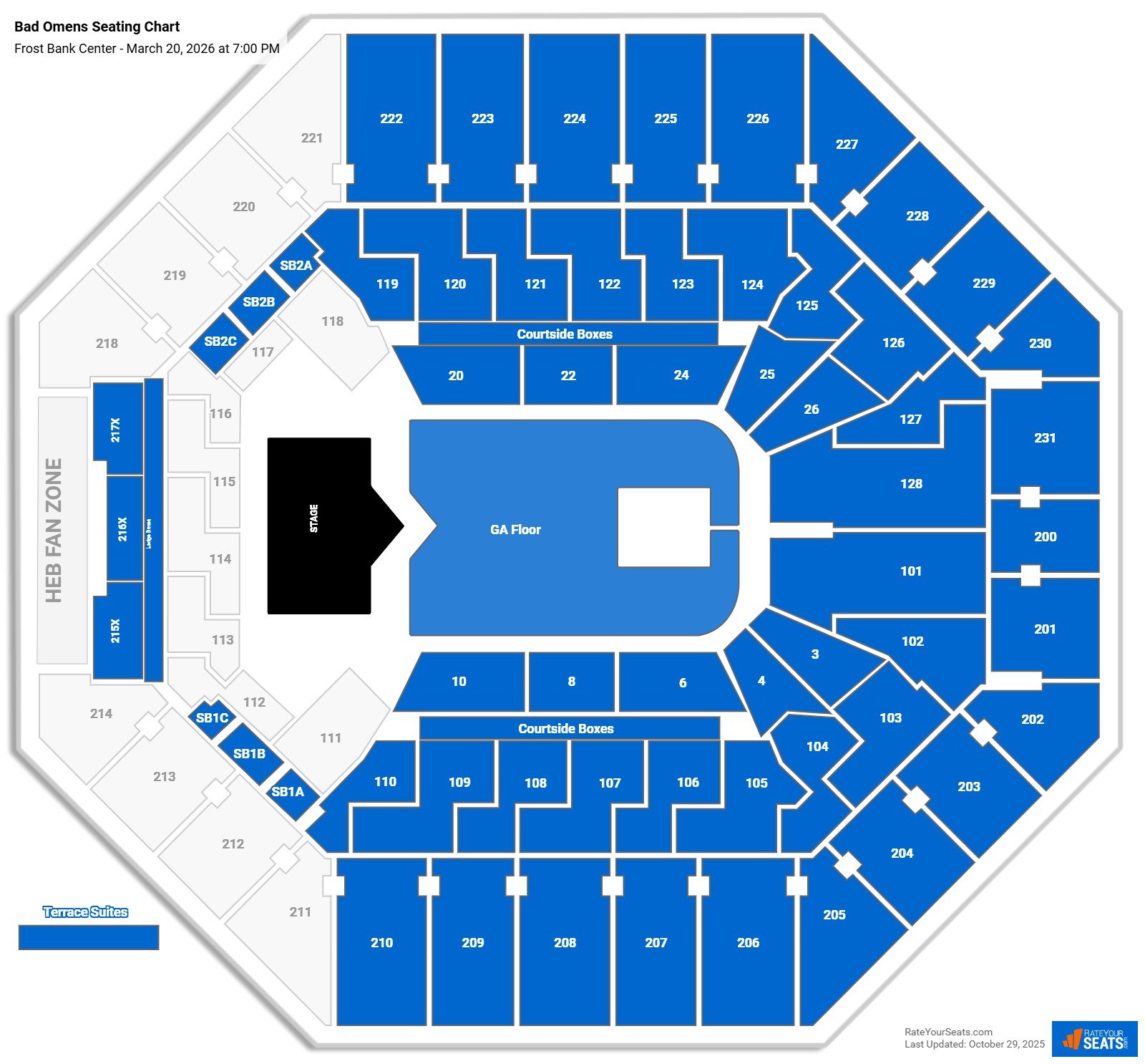 Bad Omens seating chart Frost Bank Center