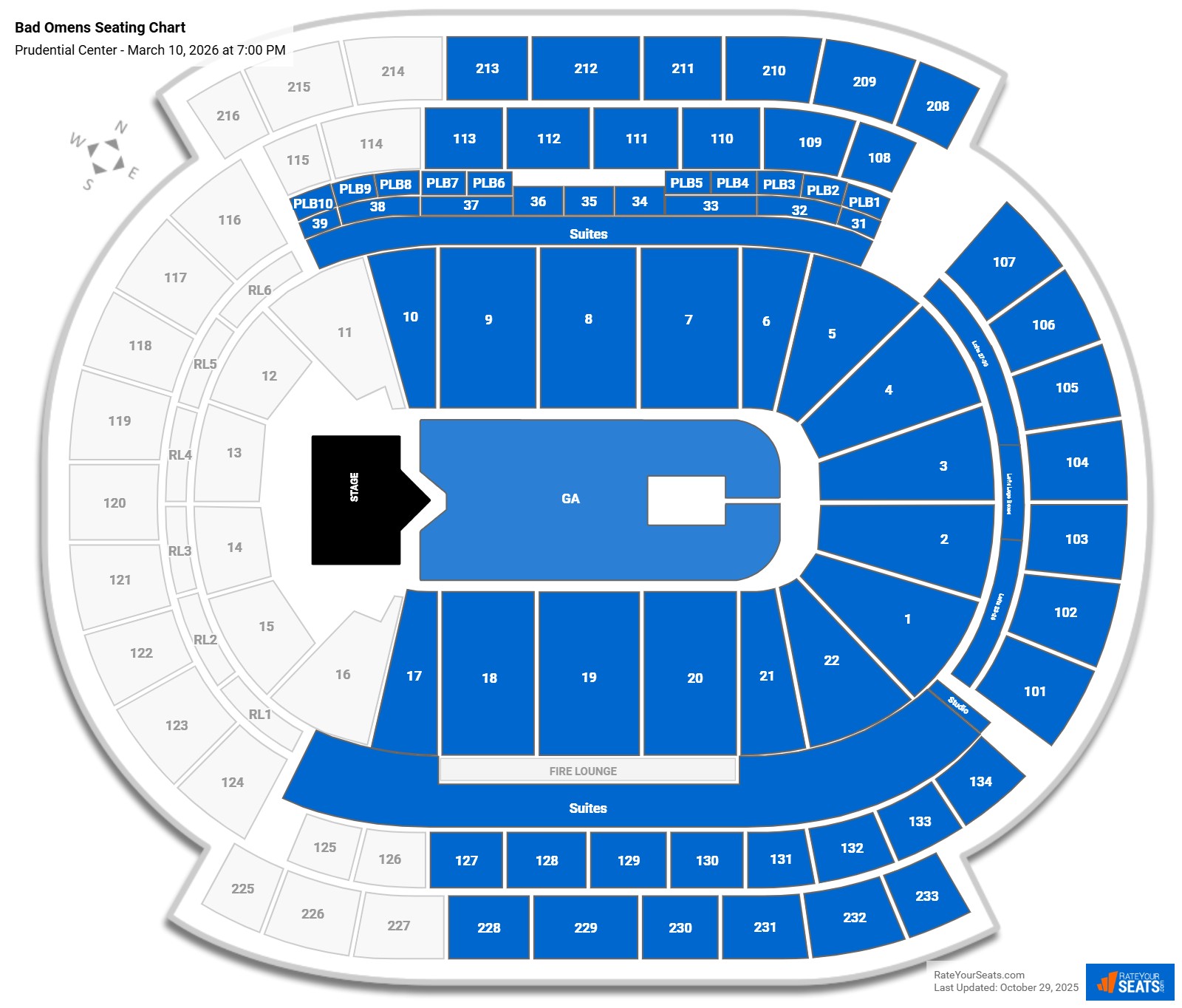 Bad Omens seating chart Prudential Center