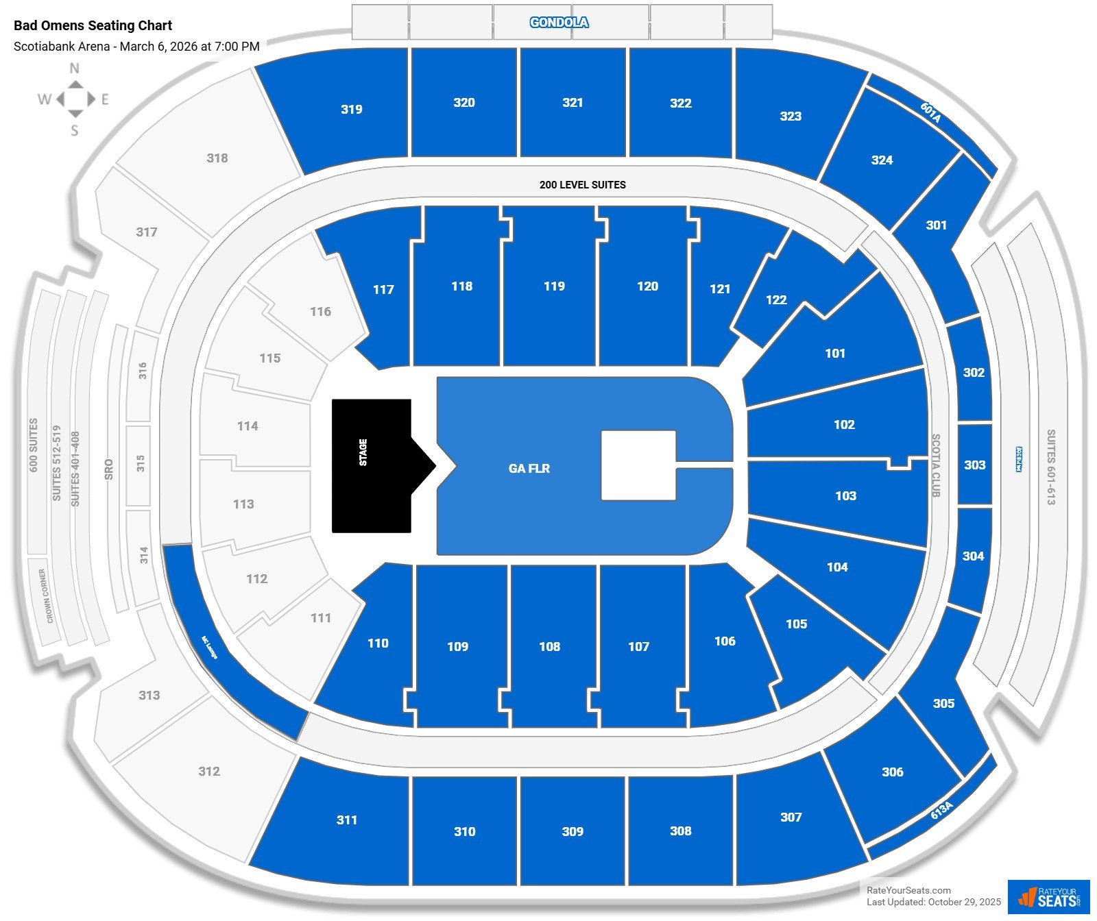 Bad Omens seating chart Scotiabank Arena