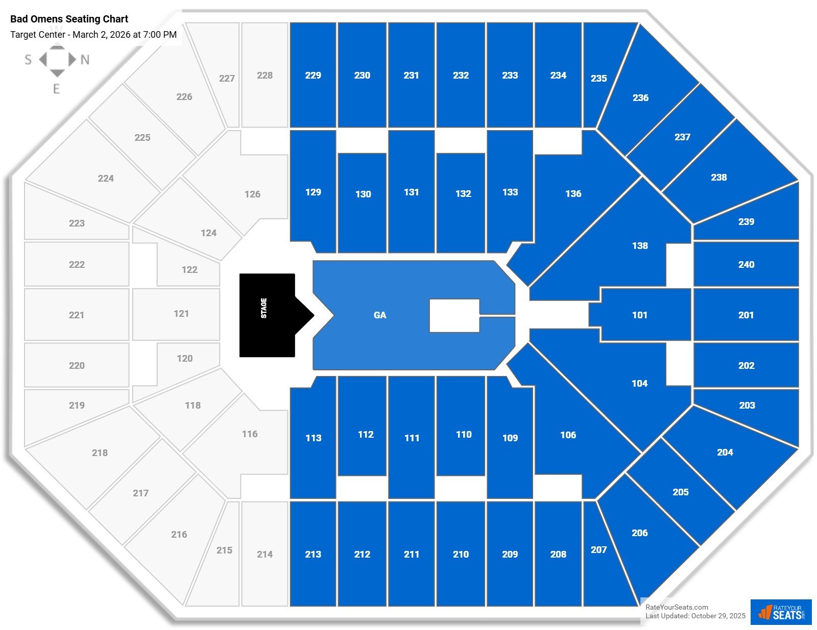 Bad Omens seating chart Target Center