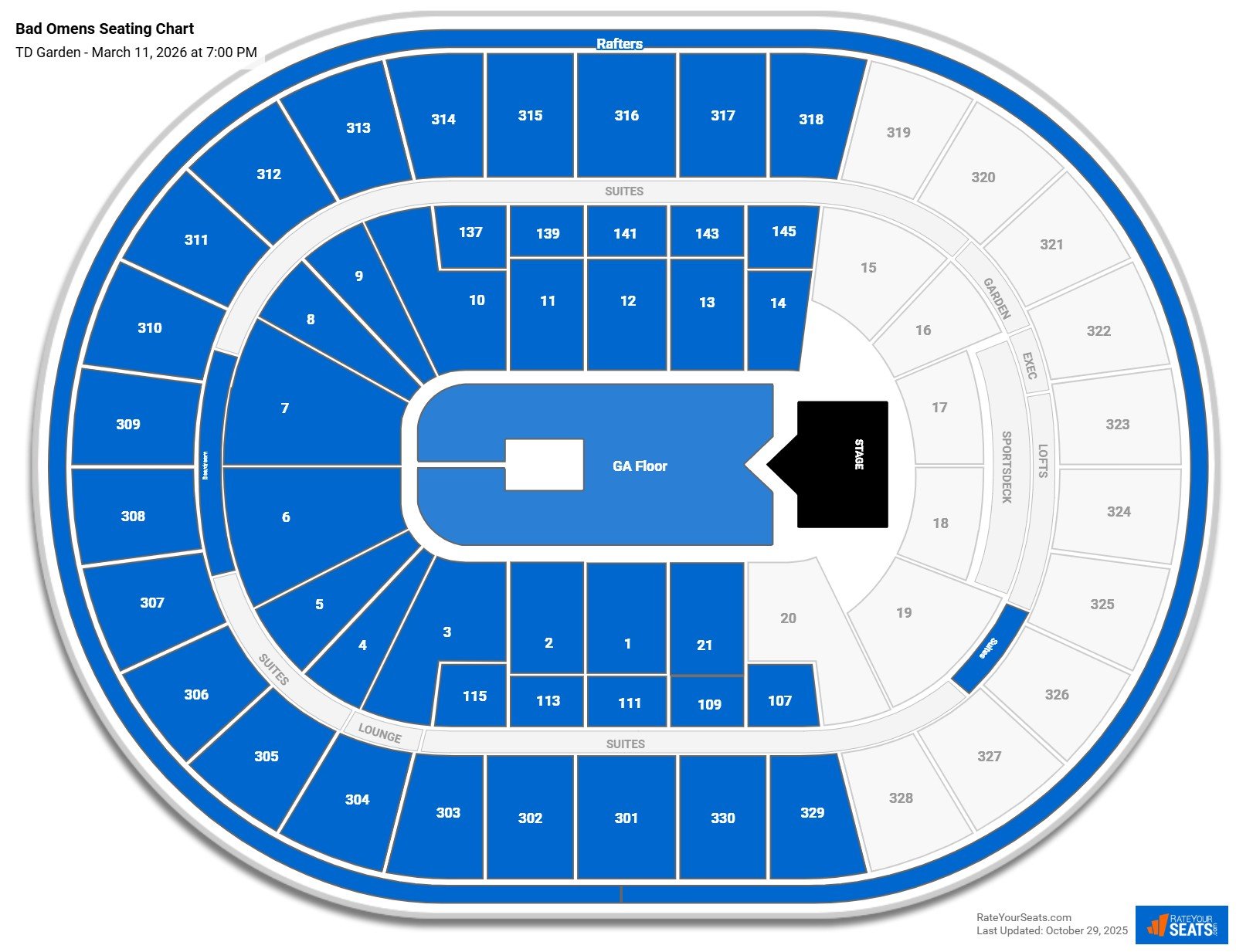 Bad Omens seating chart TD Garden
