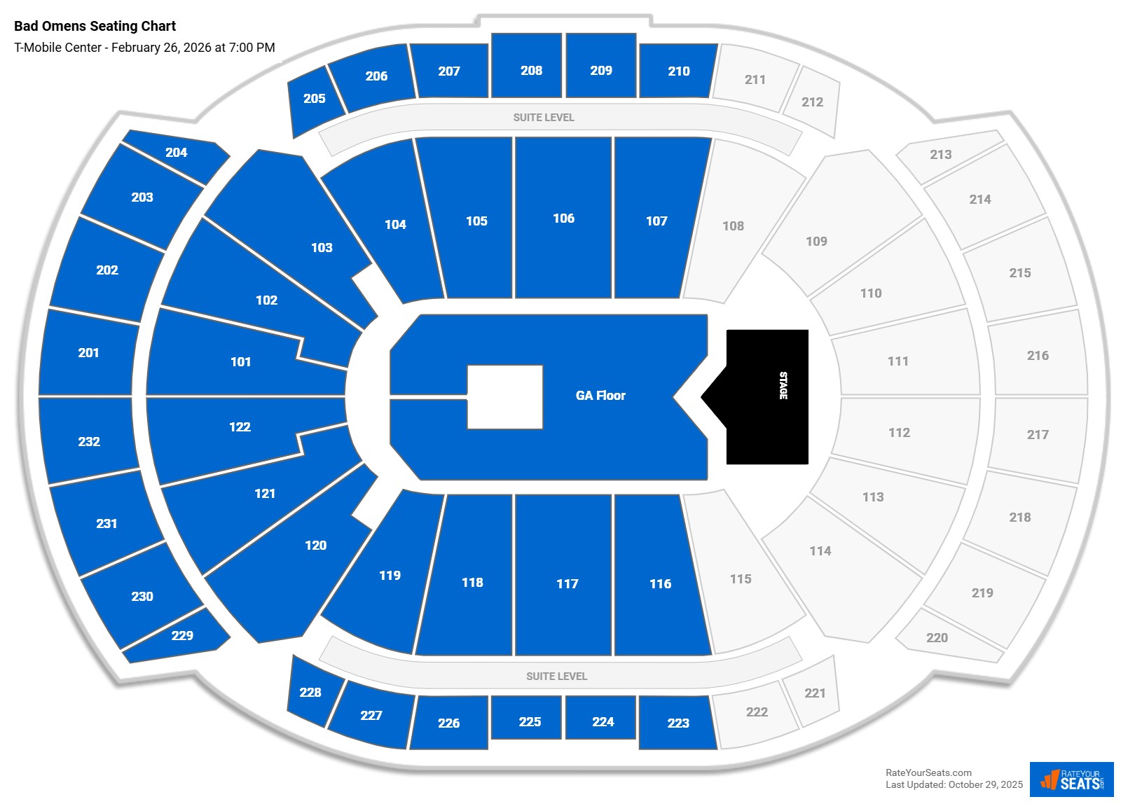 Bad Omens seating chart T-Mobile Center