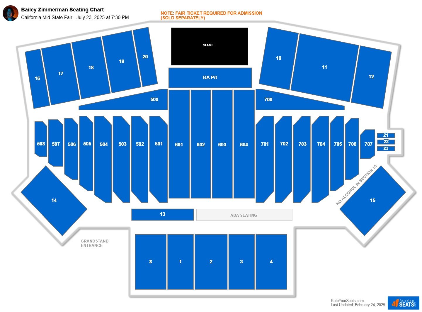 Bailey Zimmerman seating chart California Mid-State Fair