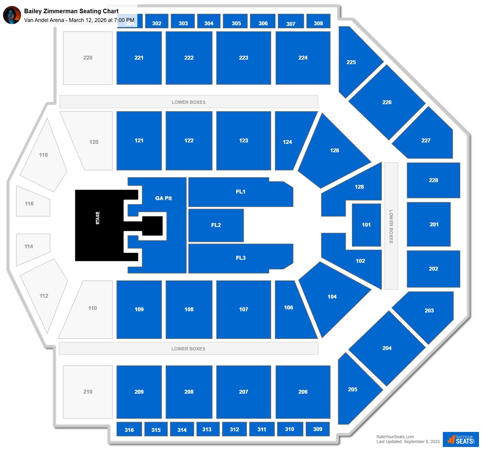 Bailey Zimmerman seating chart Van Andel Arena