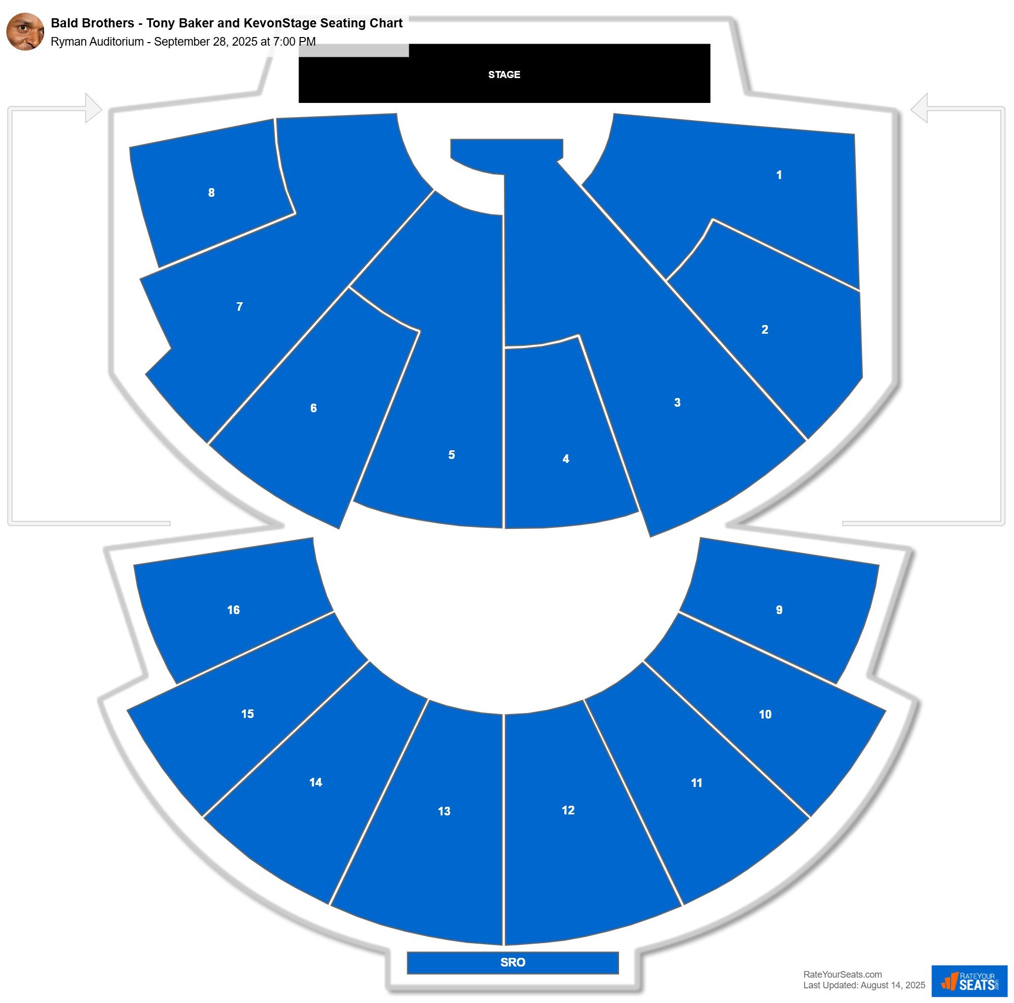 Bald Brothers - Tony Baker and KevonStage seating chart Ryman Auditorium