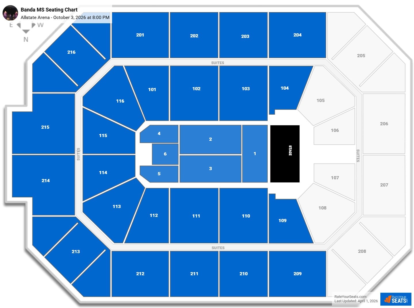 Banda MS seating chart Allstate Arena