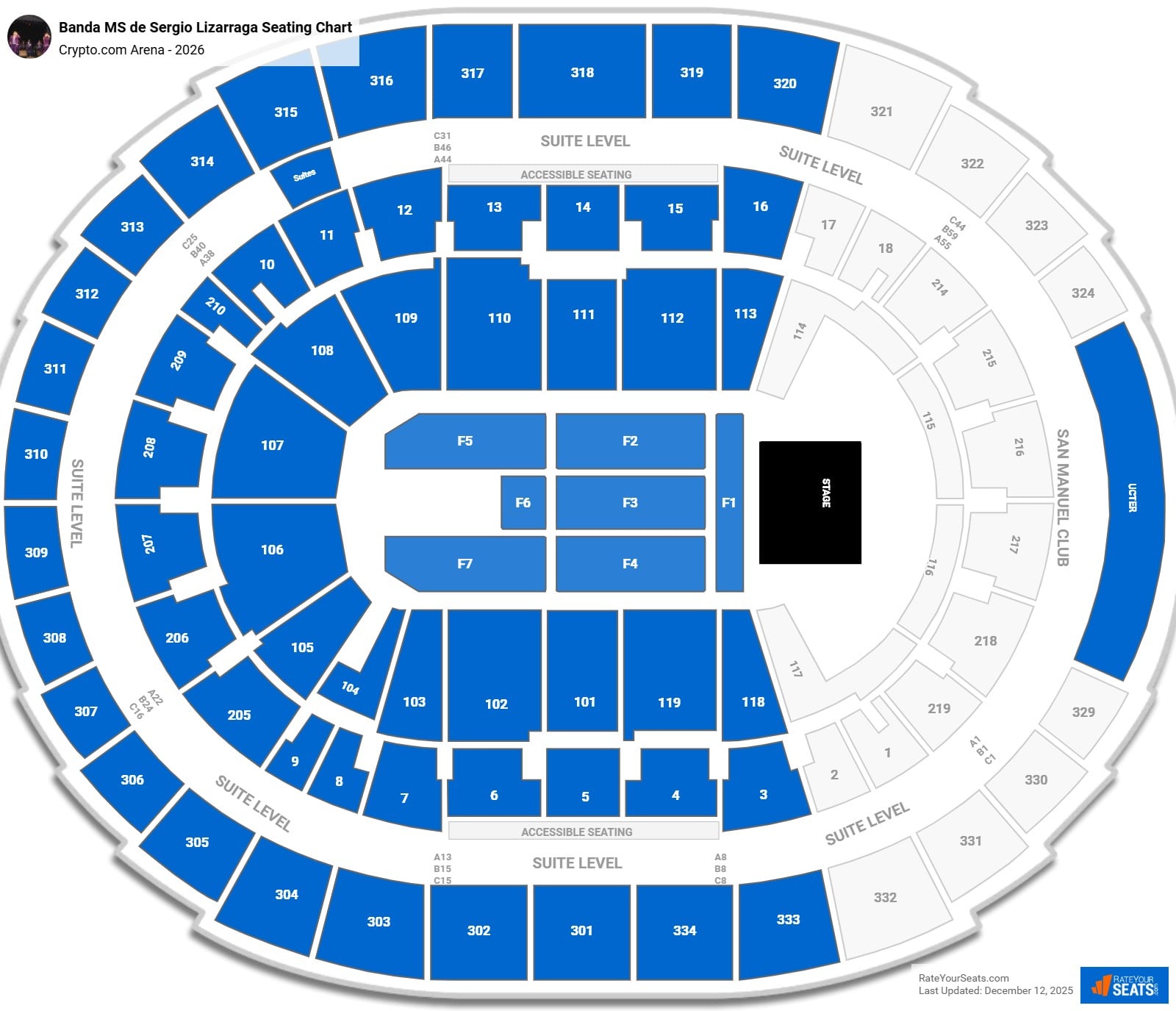 Banda MS de Sergio Lizarraga seating chart Crypto.com Arena