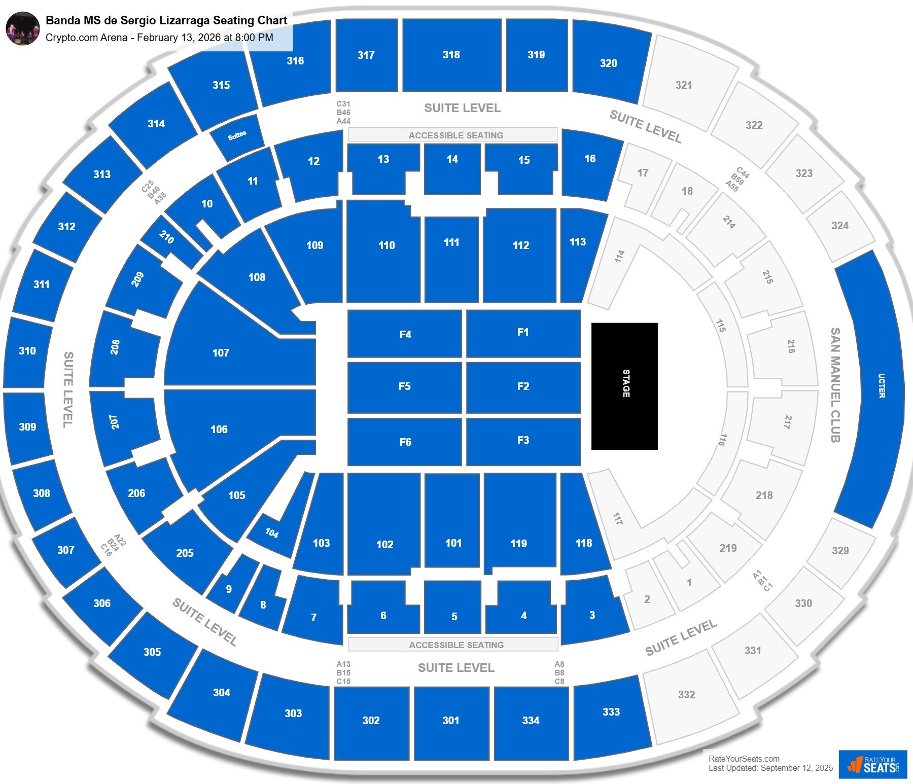 Banda MS de Sergio Lizarraga seating chart Crypto.com Arena