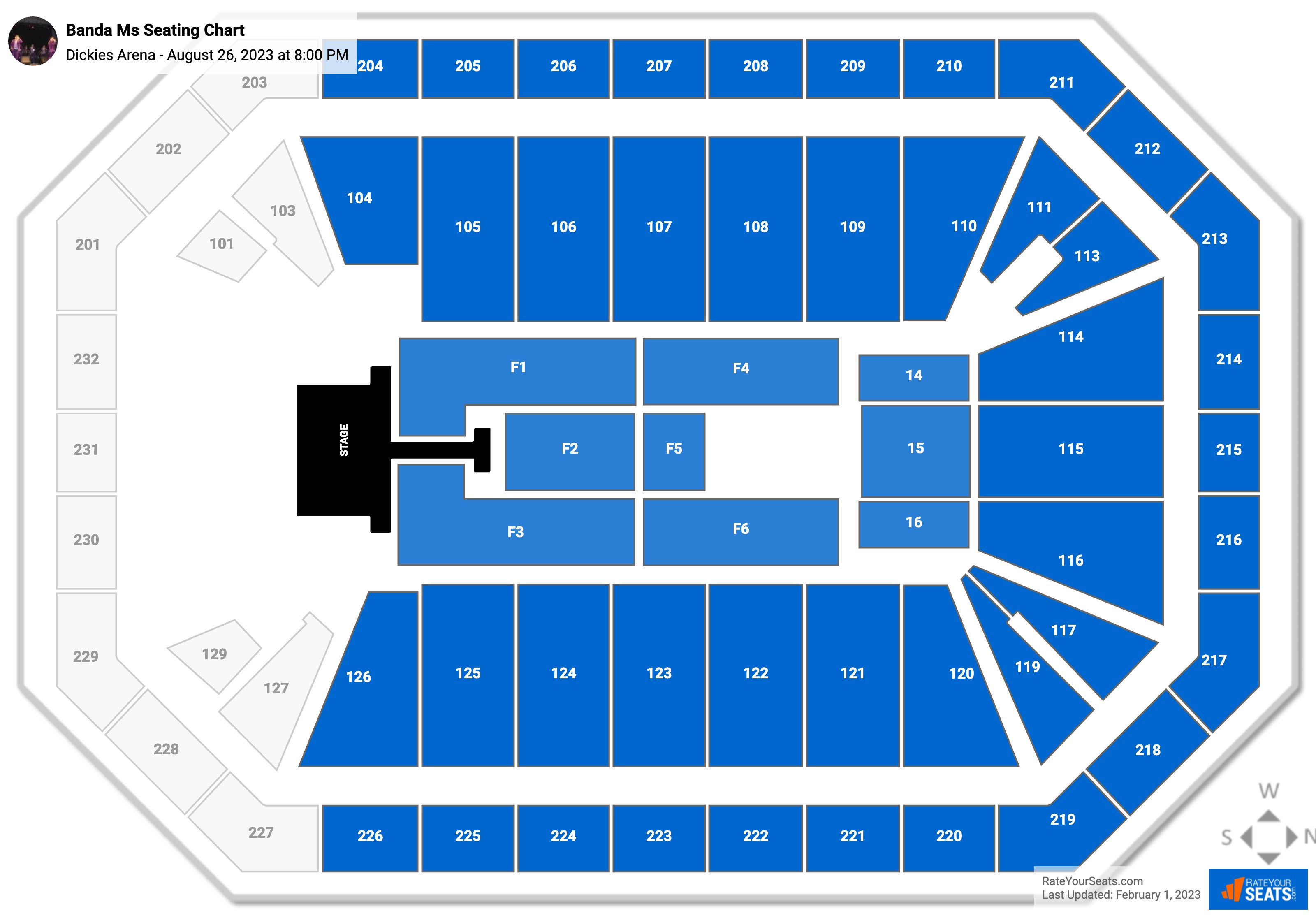 Banda Ms seating chart Dickies Arena