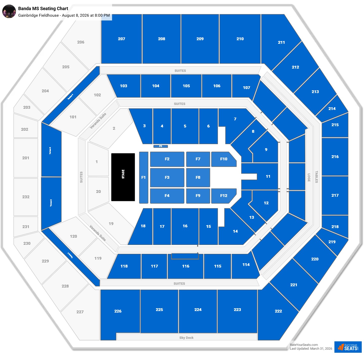 Banda MS seating chart Gainbridge Fieldhouse