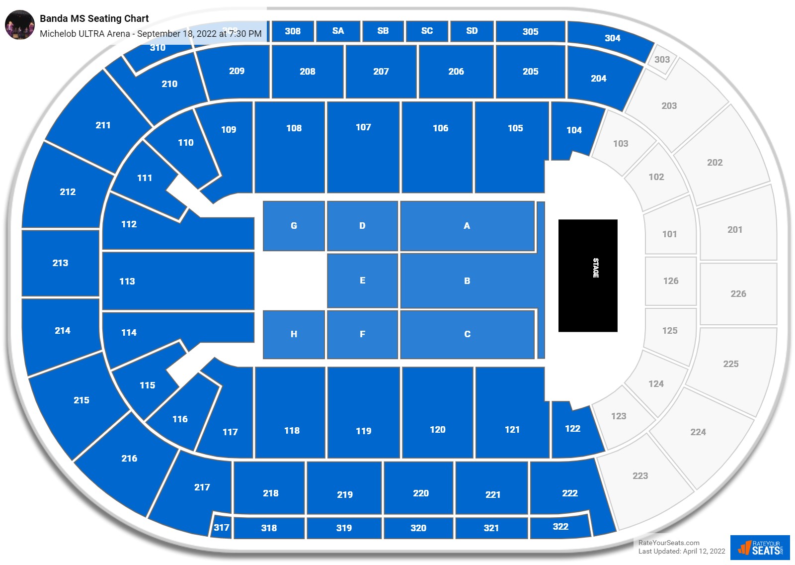 Banda MS seating chart Michelob ULTRA Arena
