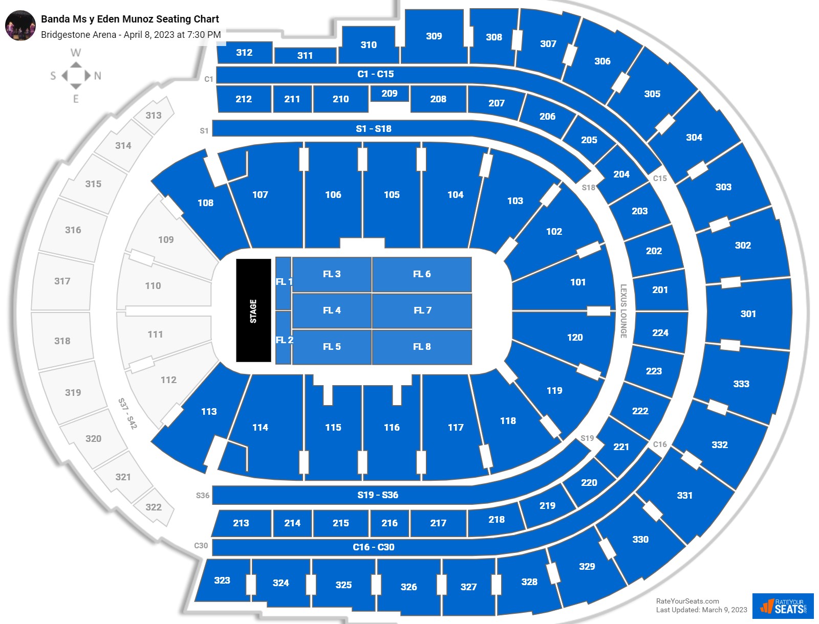 Banda Ms y Eden Munoz seating chart Bridgestone Arena