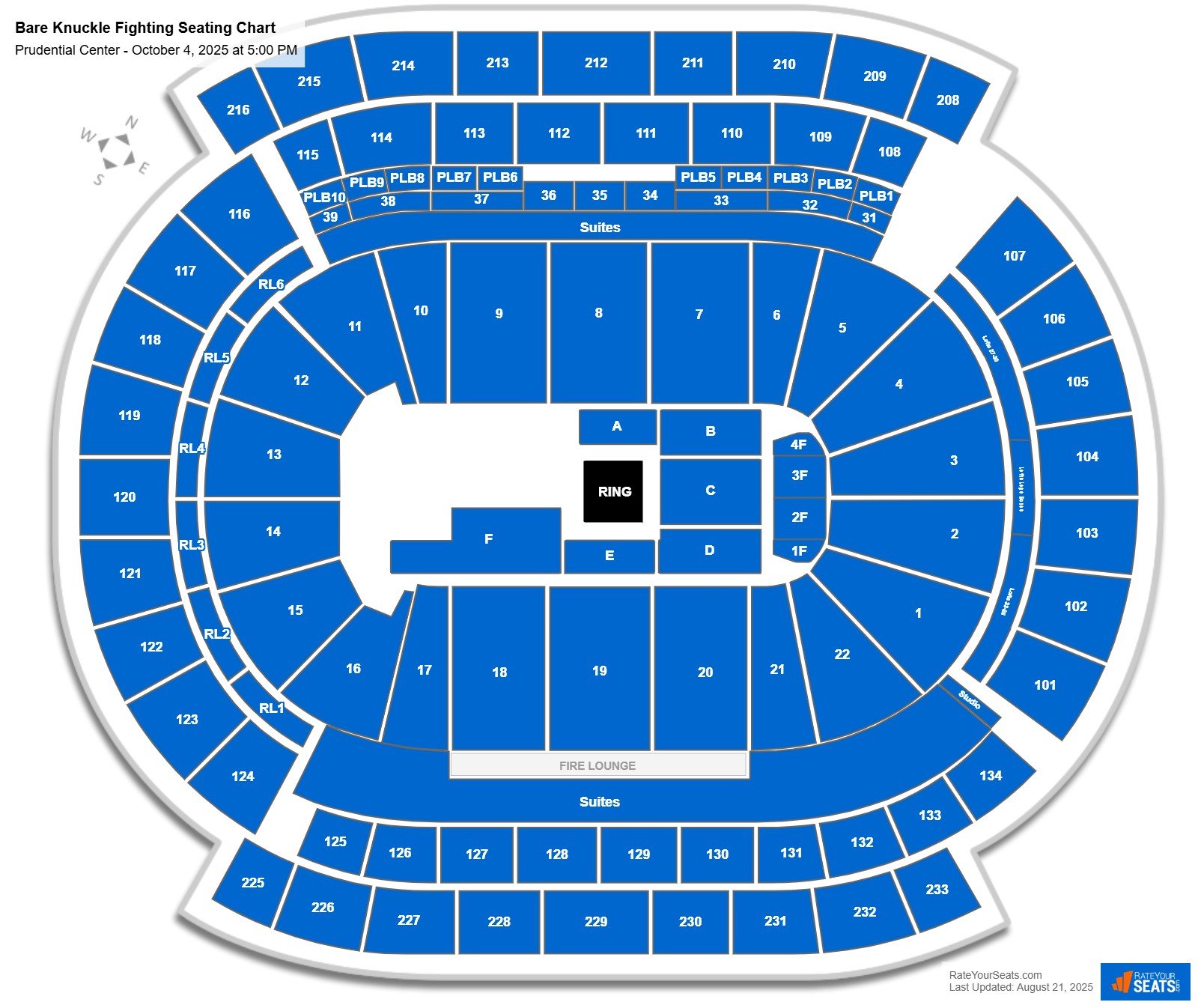 Bare Knuckle Fighting seating chart Prudential Center