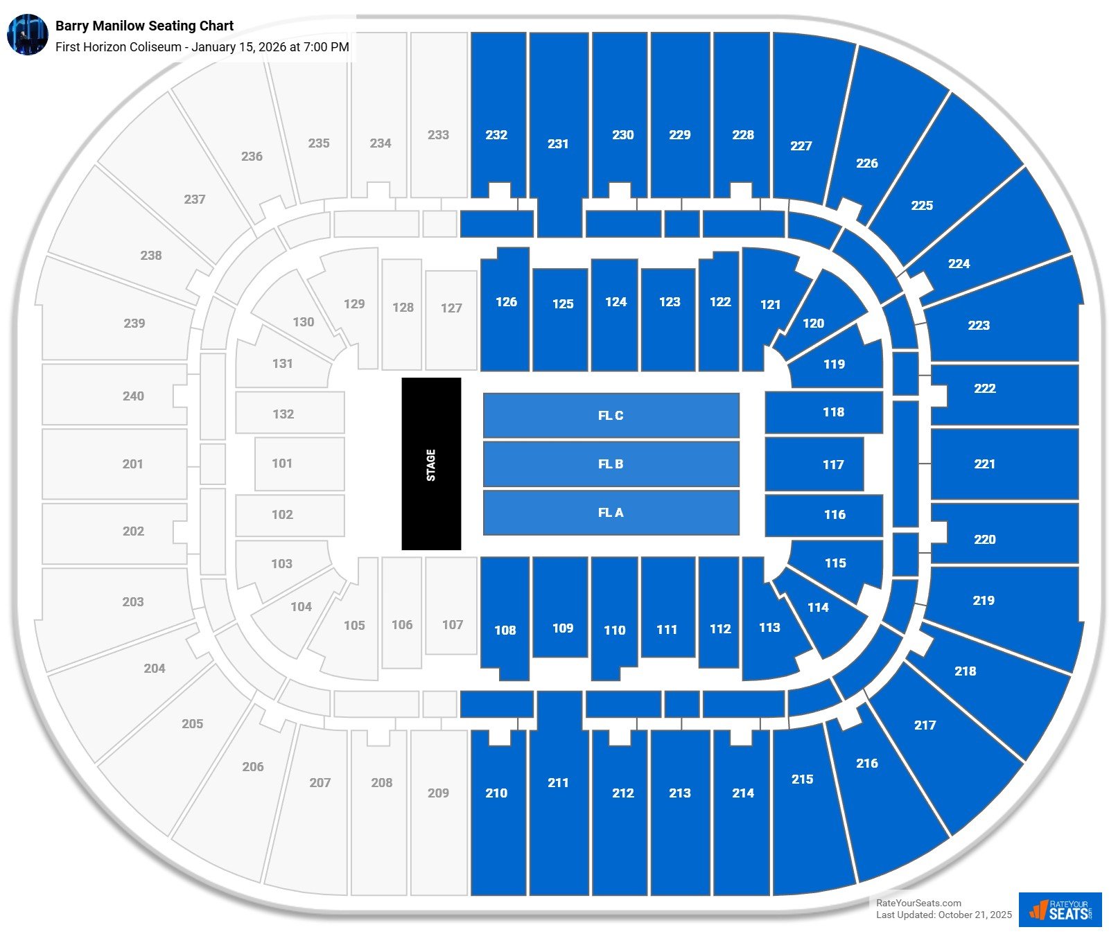 Barry Manilow seating chart First Horizon Coliseum
