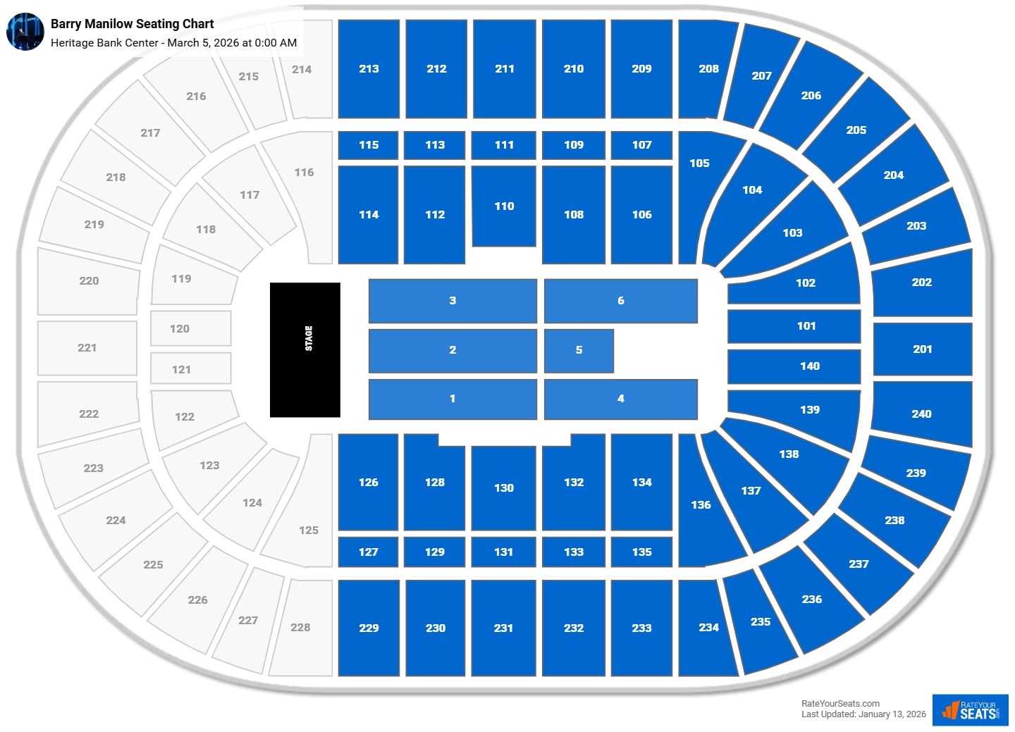Barry Manilow seating chart Heritage Bank Center