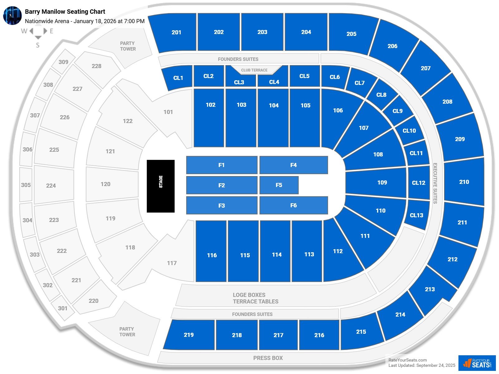 Barry Manilow seating chart Nationwide Arena