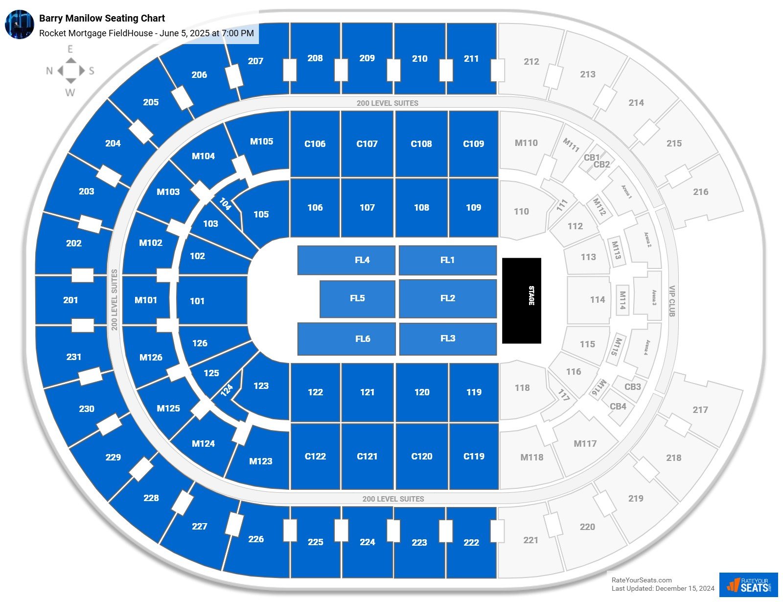 Barry Manilow seating chart Rocket Arena
