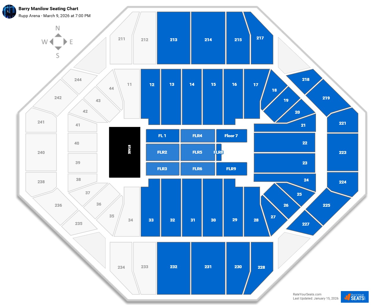 Barry Manilow seating chart Rupp Arena