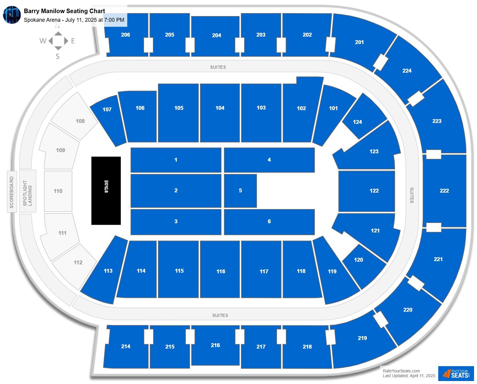 Barry Manilow seating chart Spokane Arena