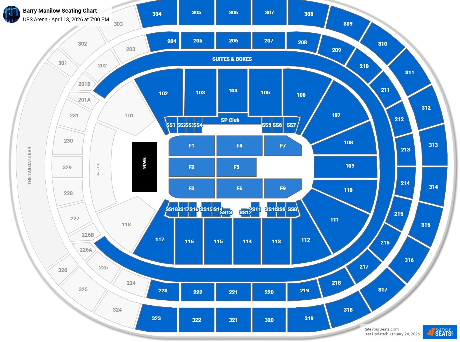 Barry Manilow seating chart UBS Arena