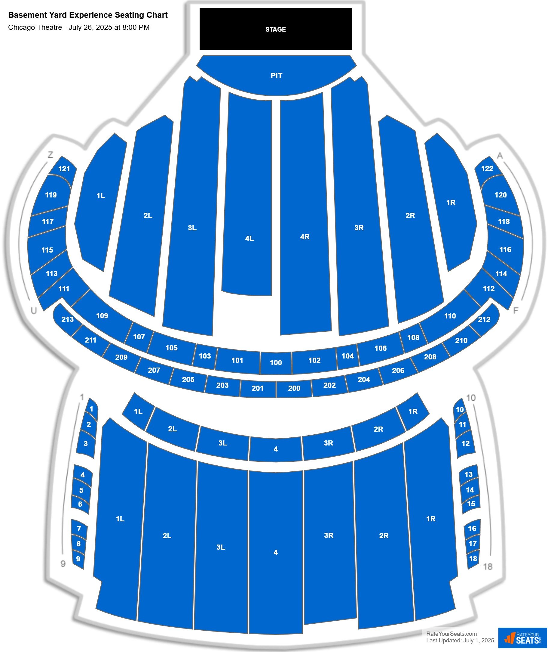 Basement Yard Experience seating chart Chicago Theatre