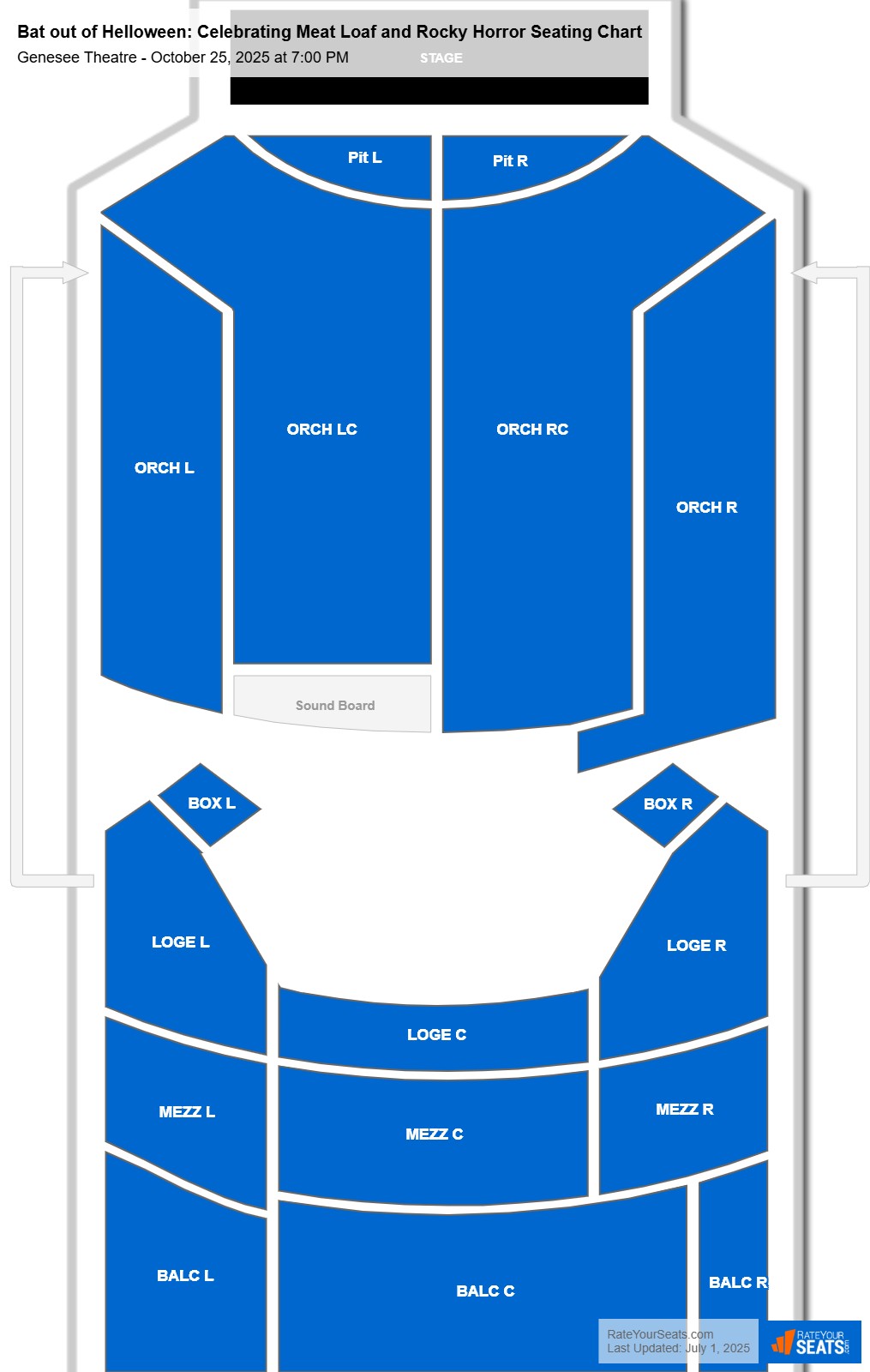 Bat out of Helloween: Celebrating Meat Loaf and Rocky Horror seating chart Genesee Theatre