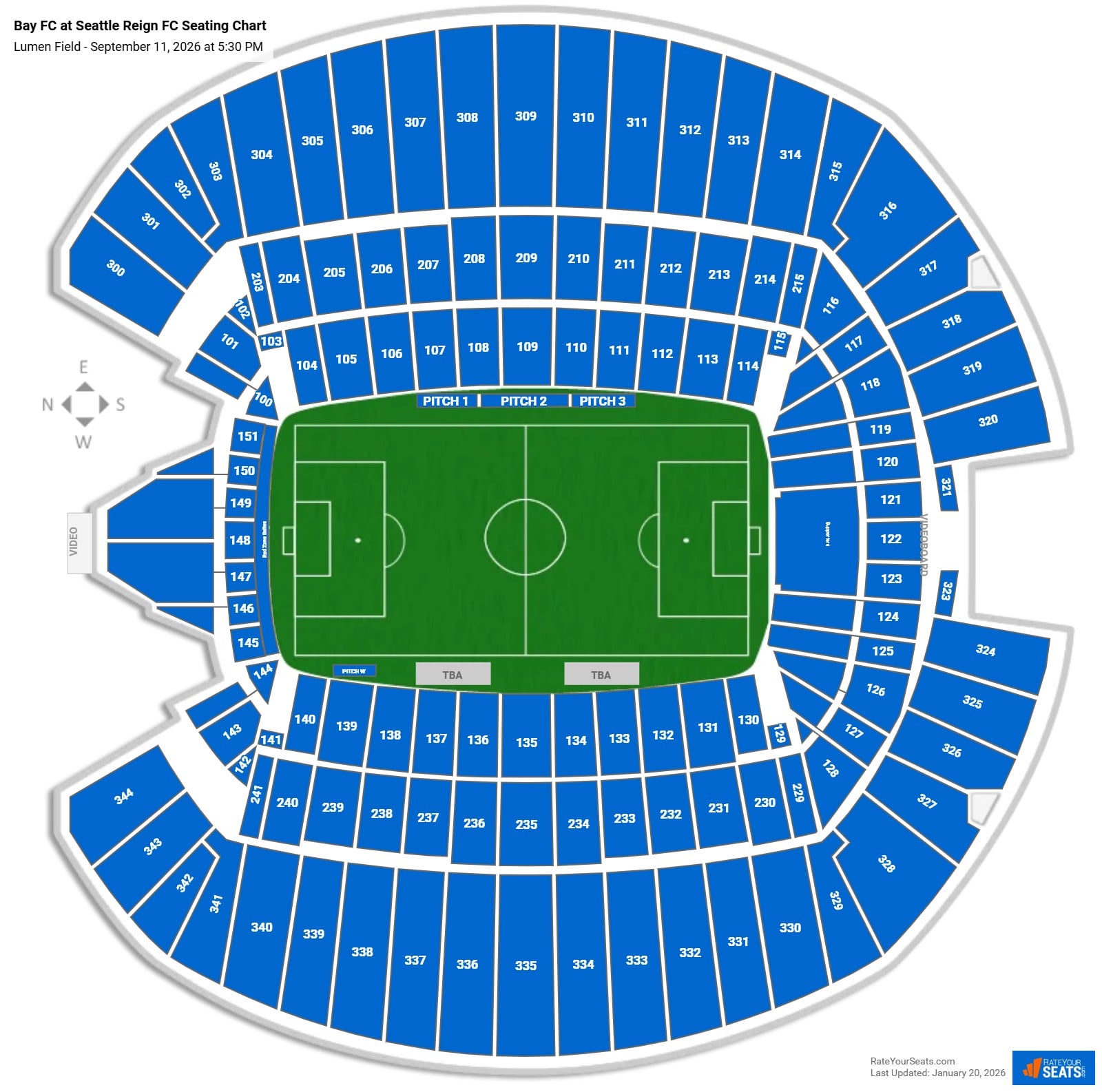 Bay FC at Seattle Reign FC seating chart Lumen Field