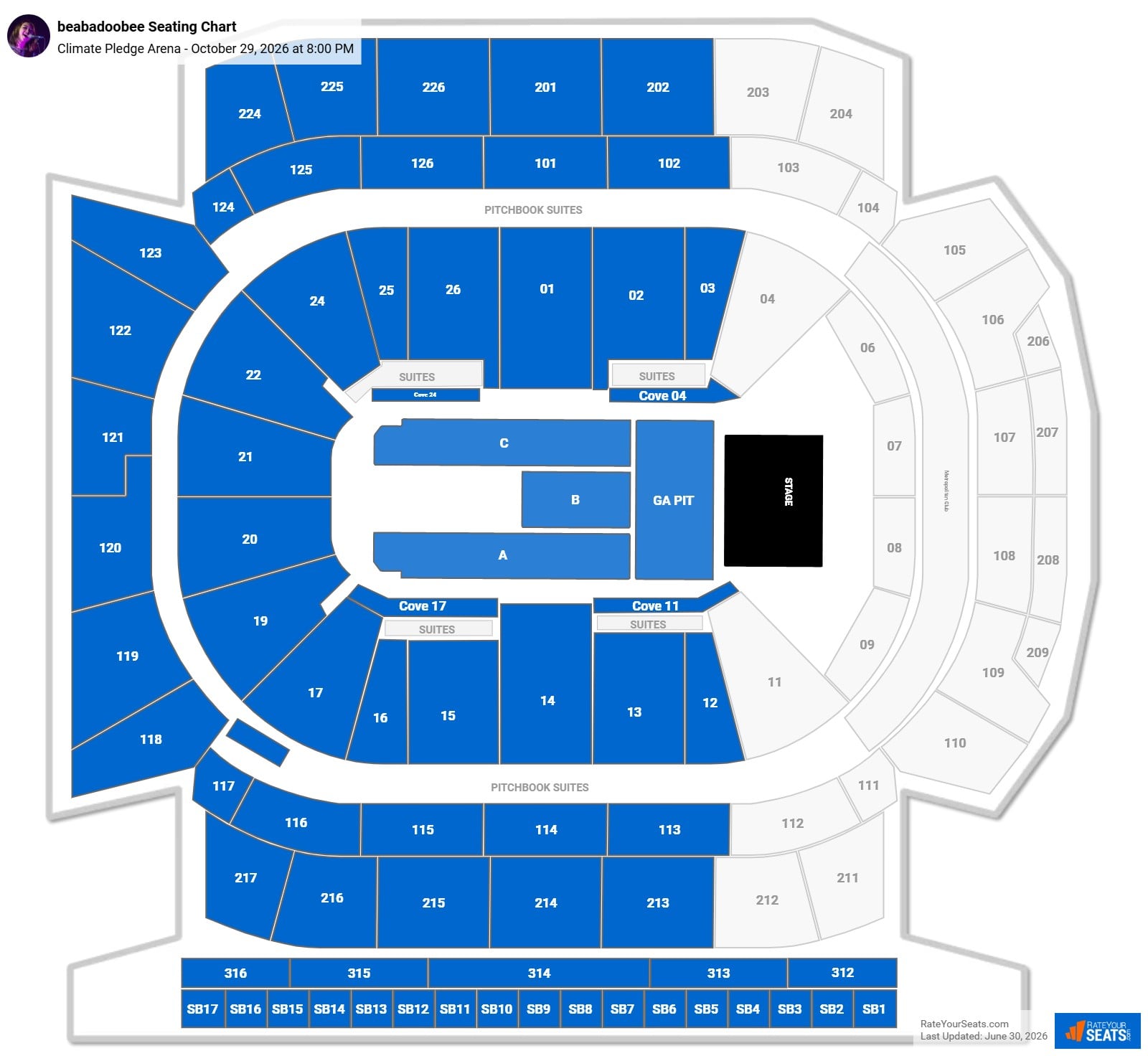 beabadoobee Seating Chart at Climate Pledge Arena