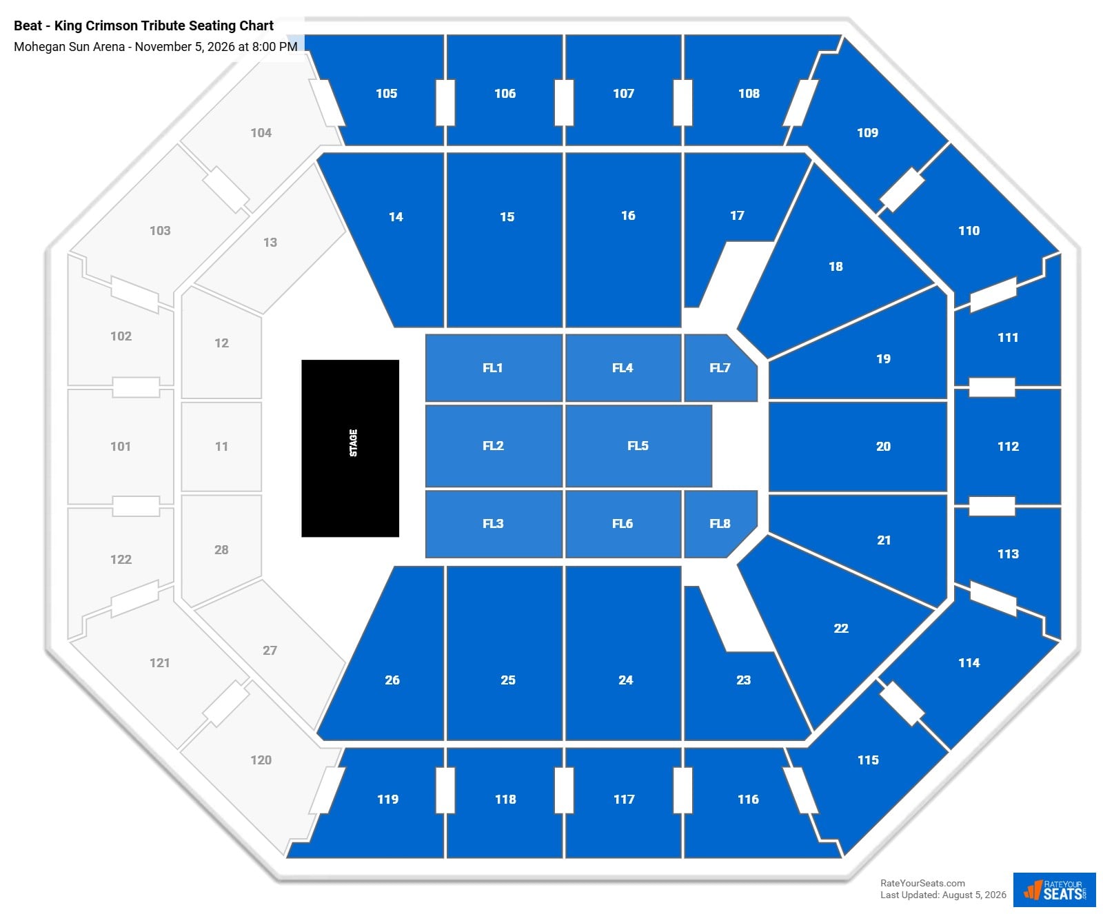 Beat - King Crimson Tribute Seating Chart at Mohegan Sun Arena