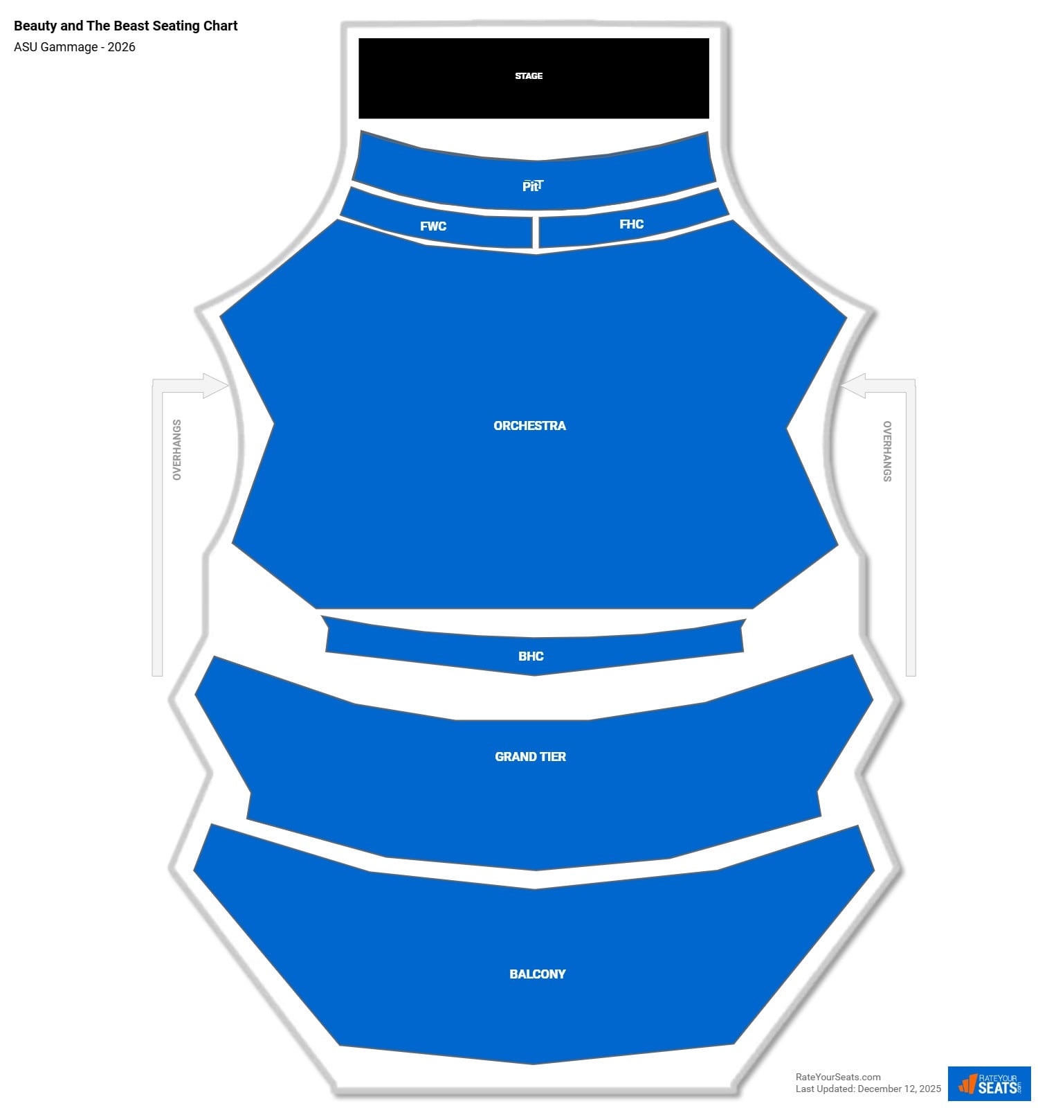 Beauty and The Beast seating chart ASU Gammage