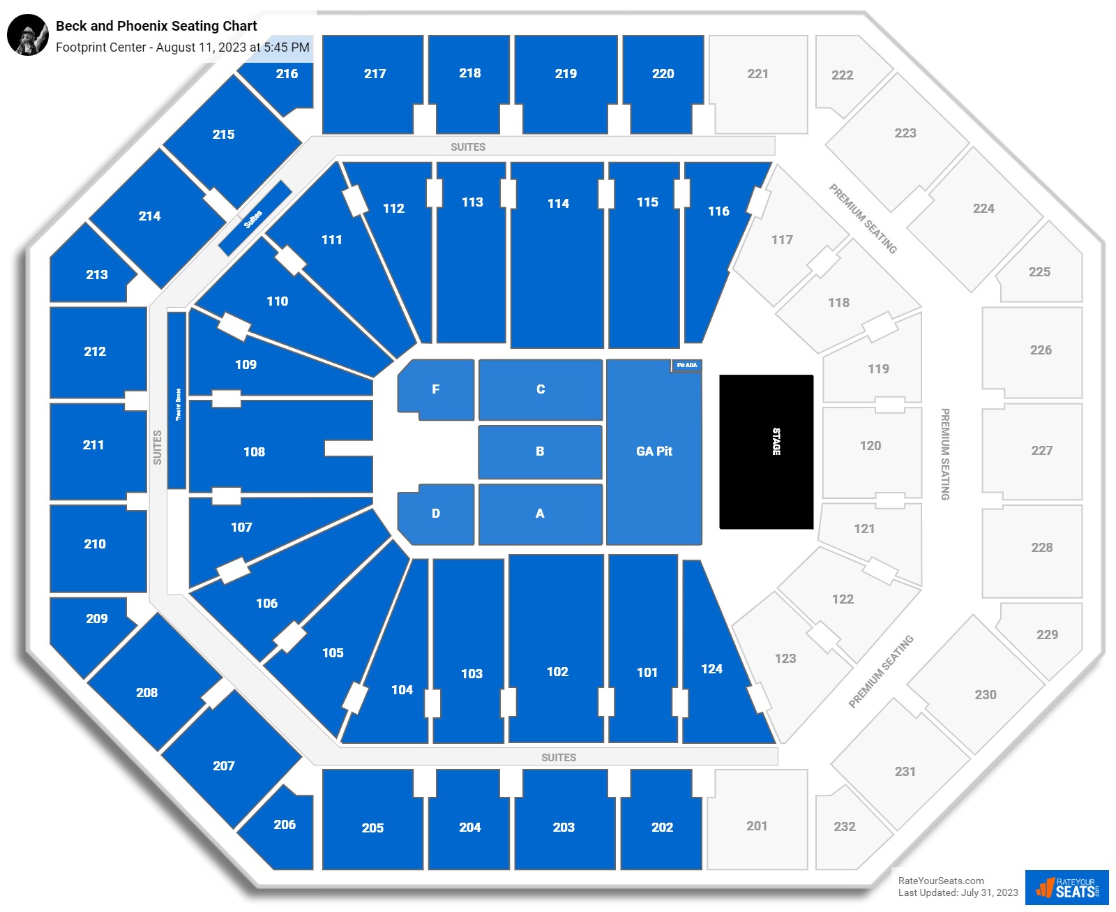 Beck and Phoenix seating chart Footprint Center