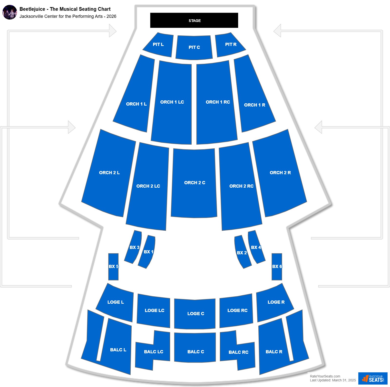 Beetlejuice - The Musical seating chart Jacksonville Center for the Performing Arts (Moran)