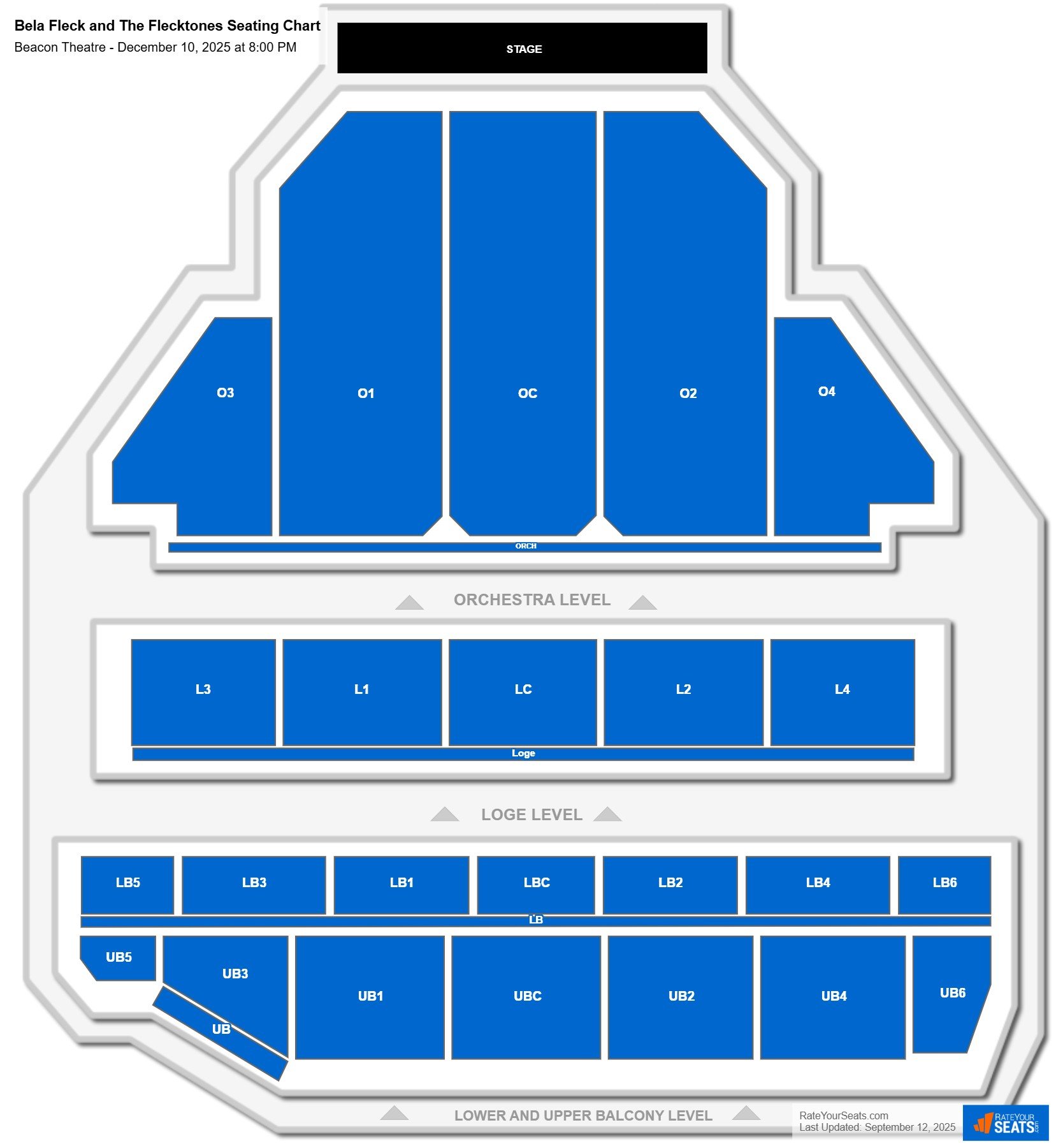 Bela Fleck and The Flecktones seating chart Beacon Theatre