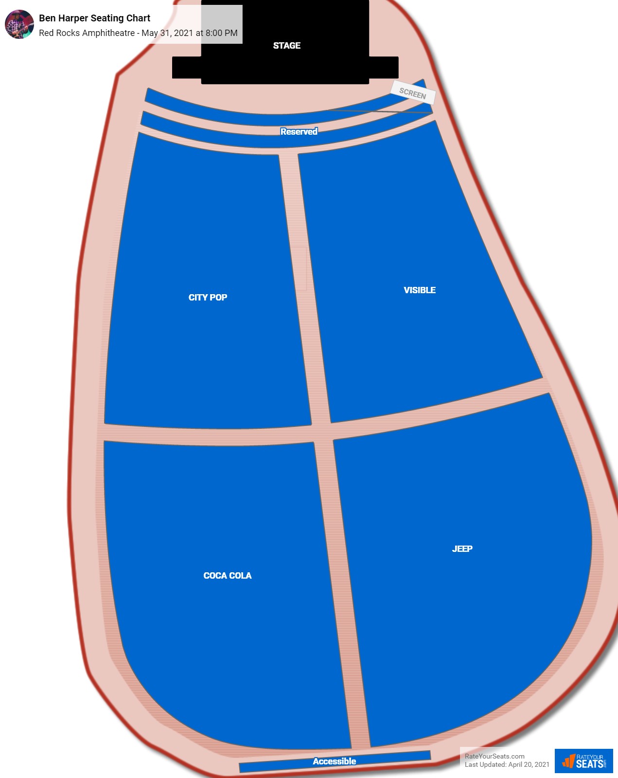 Ben Harper seating chart Red Rocks Amphitheatre